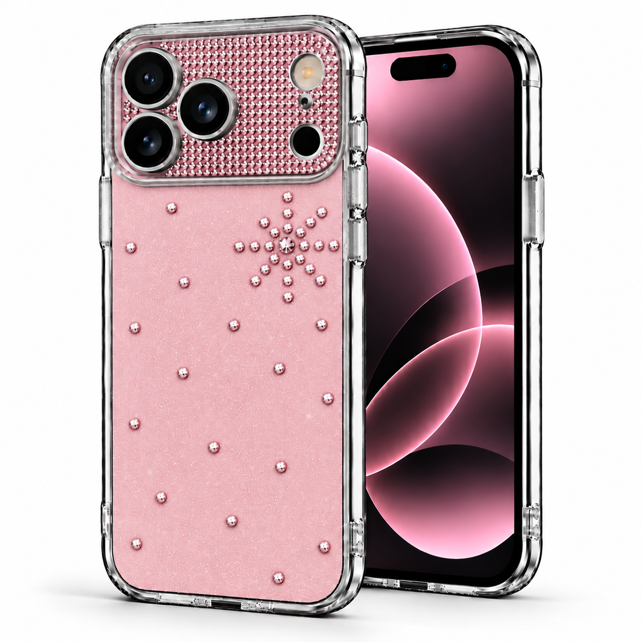Microsonic Apple iPhone 18 Pro Max Kılıf ShineGlam Luxe Rose