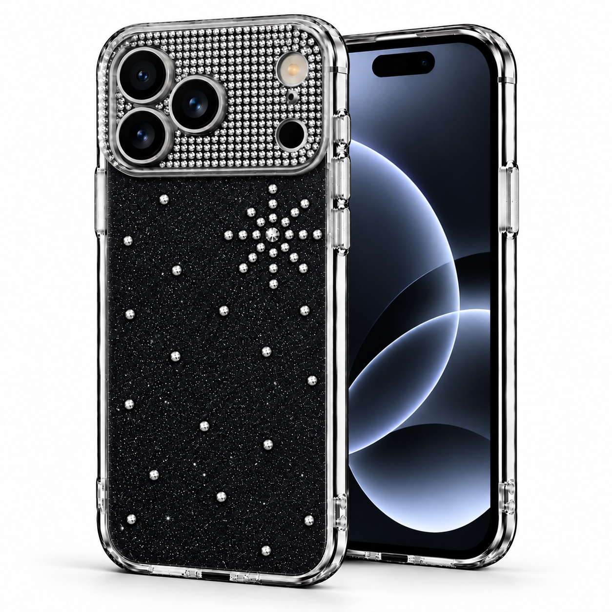Microsonic Apple iPhone 18 Pro Max Kılıf ShineGlam Luxe Siyah