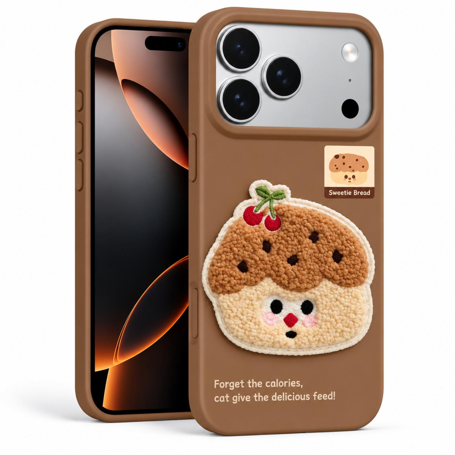 Microsonic Apple iPhone 18 Pro Max Kılıf Stitched Puppy Plush Cherry Cake