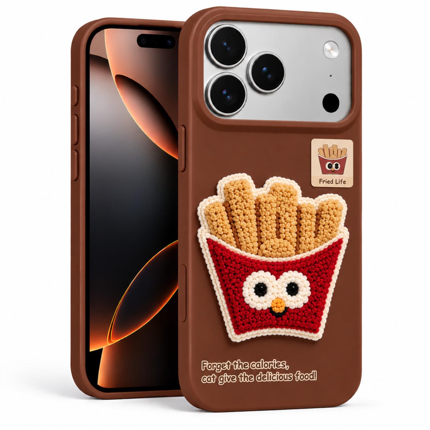 Microsonic Apple iPhone 18 Pro Max Kılıf Stitched Puppy Plush French Fries