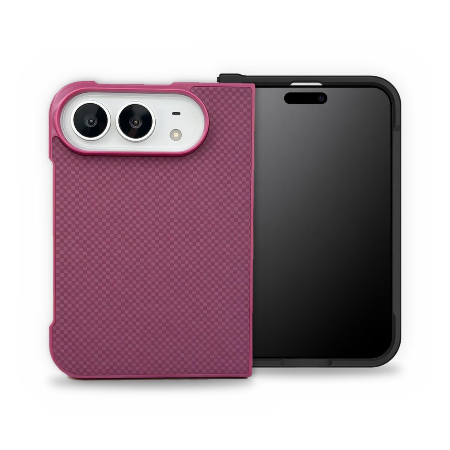 Microsonic Apple iPhone Duo Kılıf CarbonMag Luxe Bordo