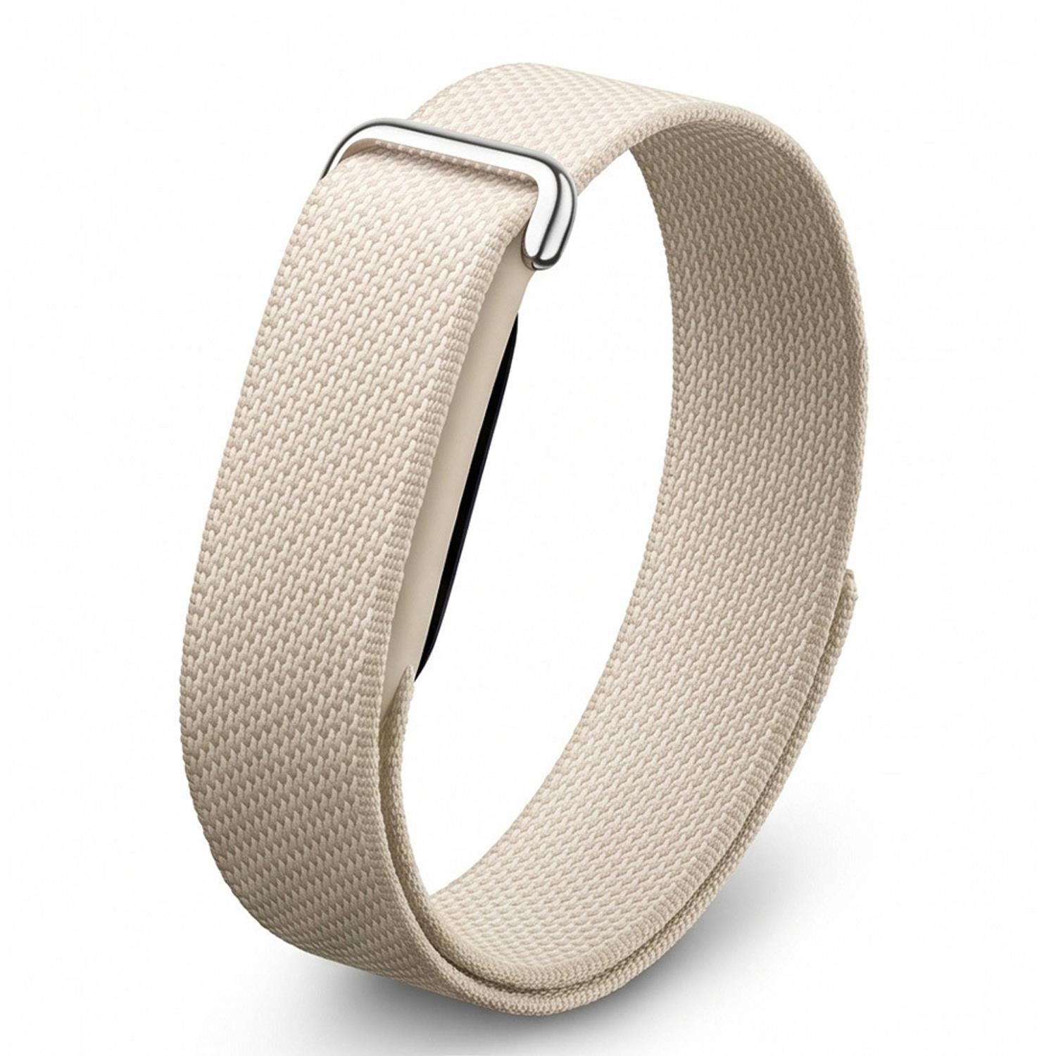 Microsonic Google Fitbit Air Kordon Hasırlı Kordon Woven Sport Loop Bej
