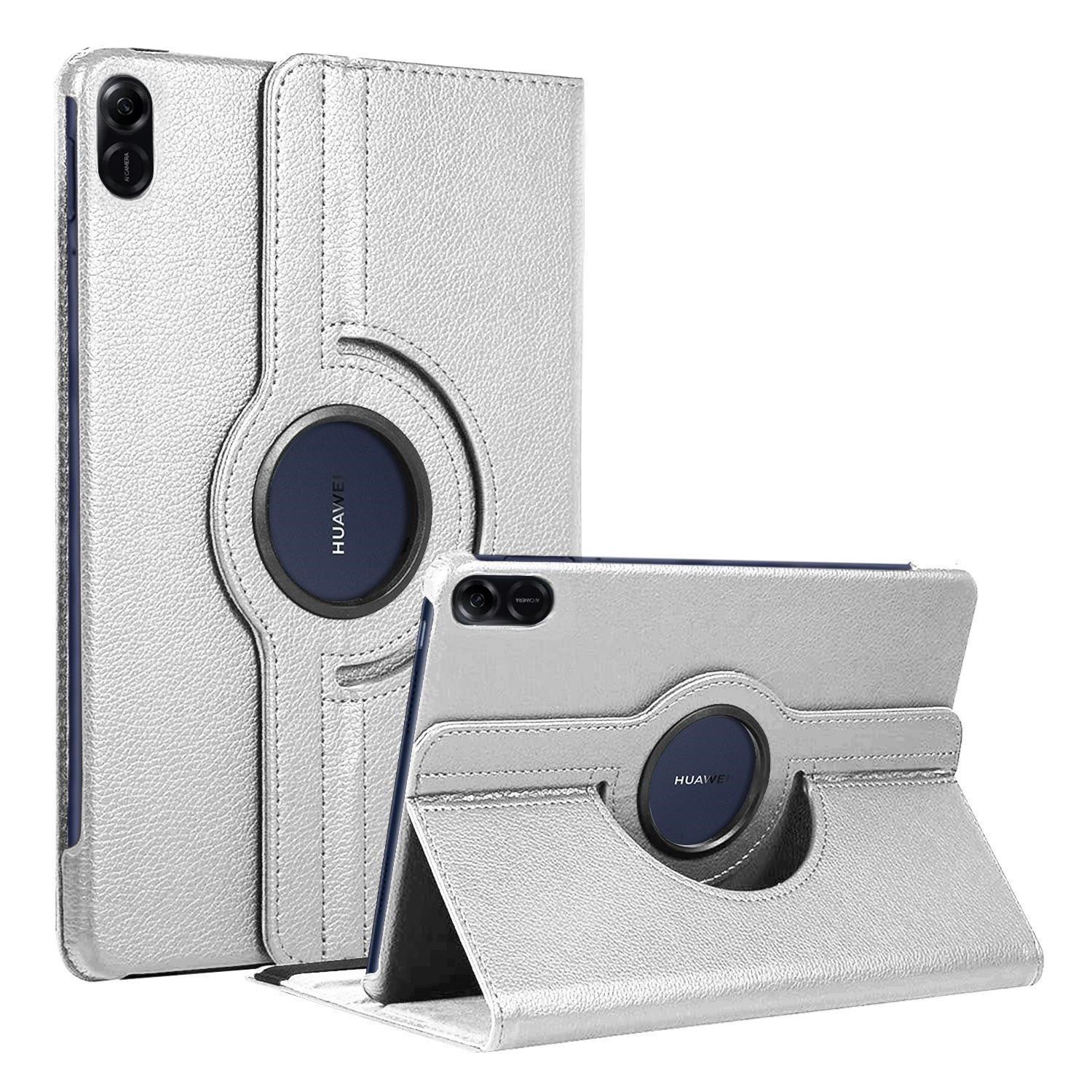 Microsonic Honor Pad X8 Pro Kılıf 360 Rotating Stand Deri Gümüş