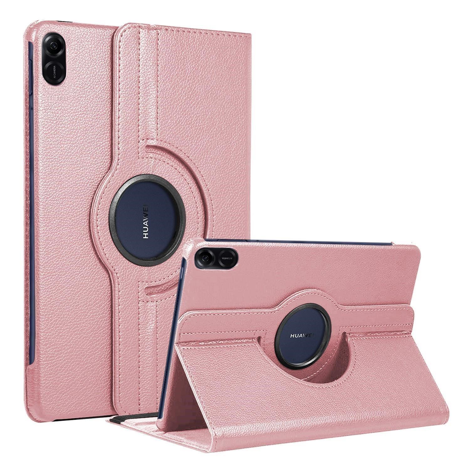 Microsonic Honor Pad X8 Pro Kılıf 360 Rotating Stand Deri Rose Gold