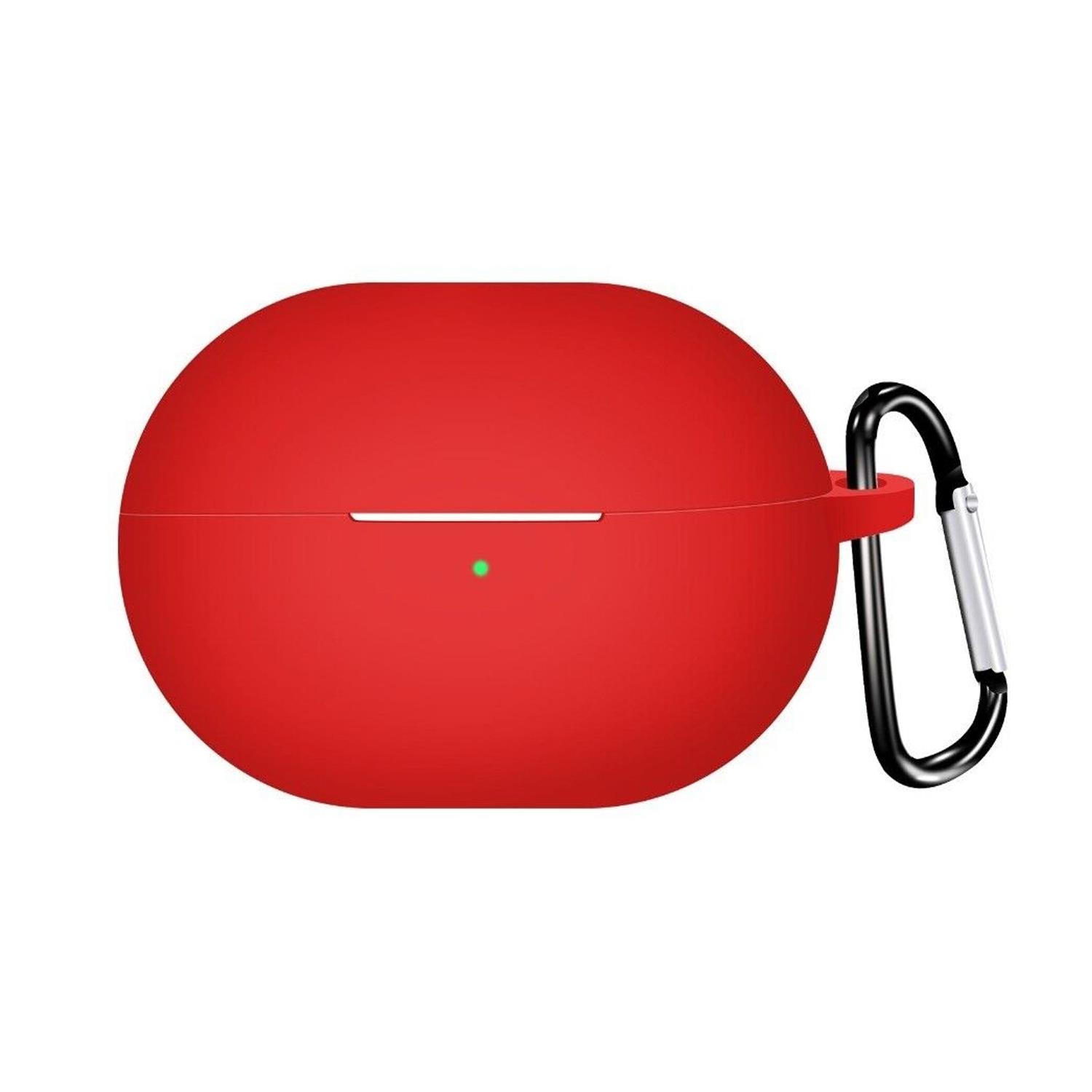 Microsonic Huawei FreeBuds Pro 4 Kılıf Askılı Mat Silikon Kırmızı
