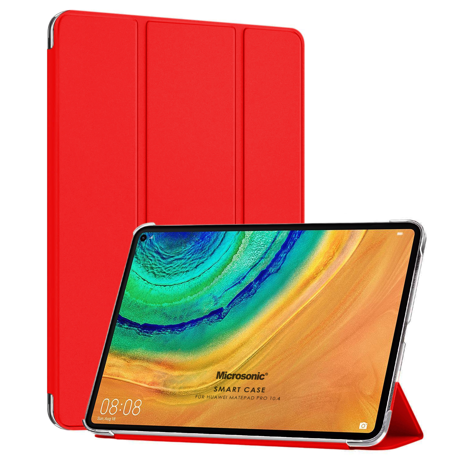 Microsonic Huawei MatePad 10 4 Kılıf Slim Translucent Back Smart Cover Kırmızı