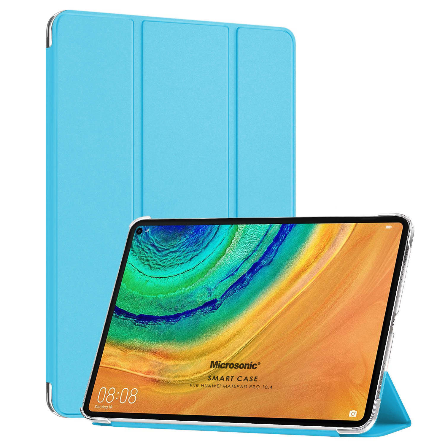 Microsonic Huawei MatePad 10 4 Kılıf Slim Translucent Back Smart Cover Mavi