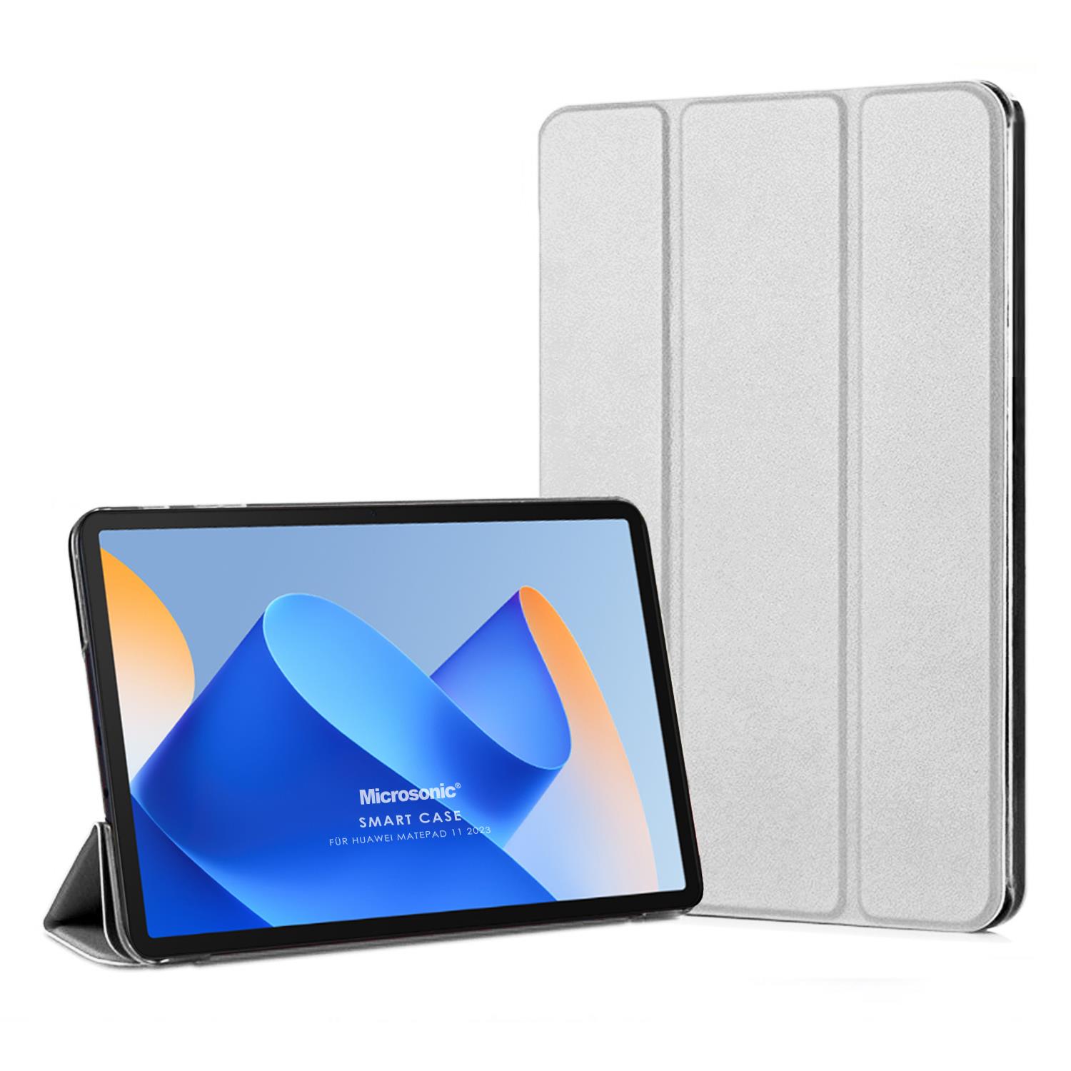 Microsonic Huawei MatePad 11 2023 Kılıf Slim Translucent Back Smart Cover Gümüş