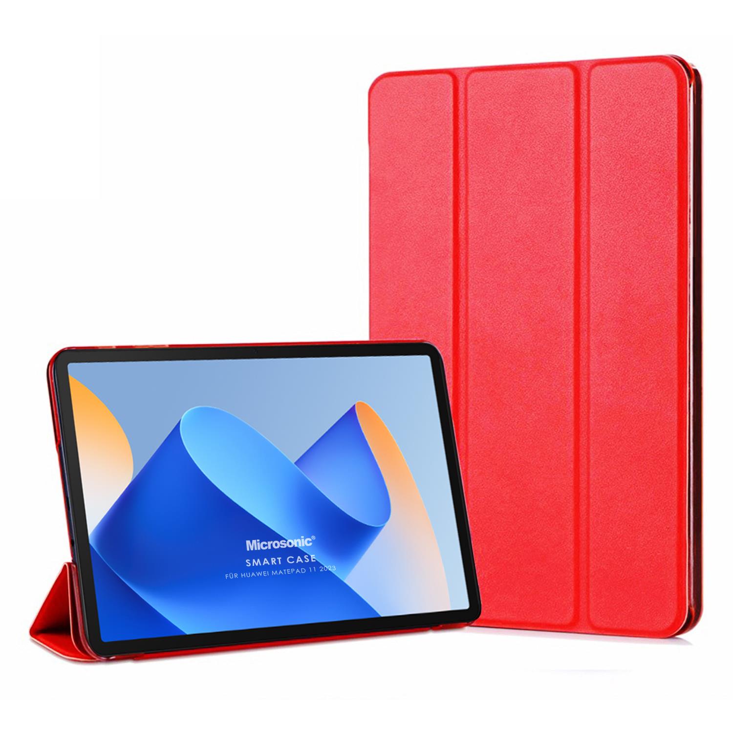 Microsonic Huawei MatePad 11 2023 Kılıf Slim Translucent Back Smart Cover Kırmızı