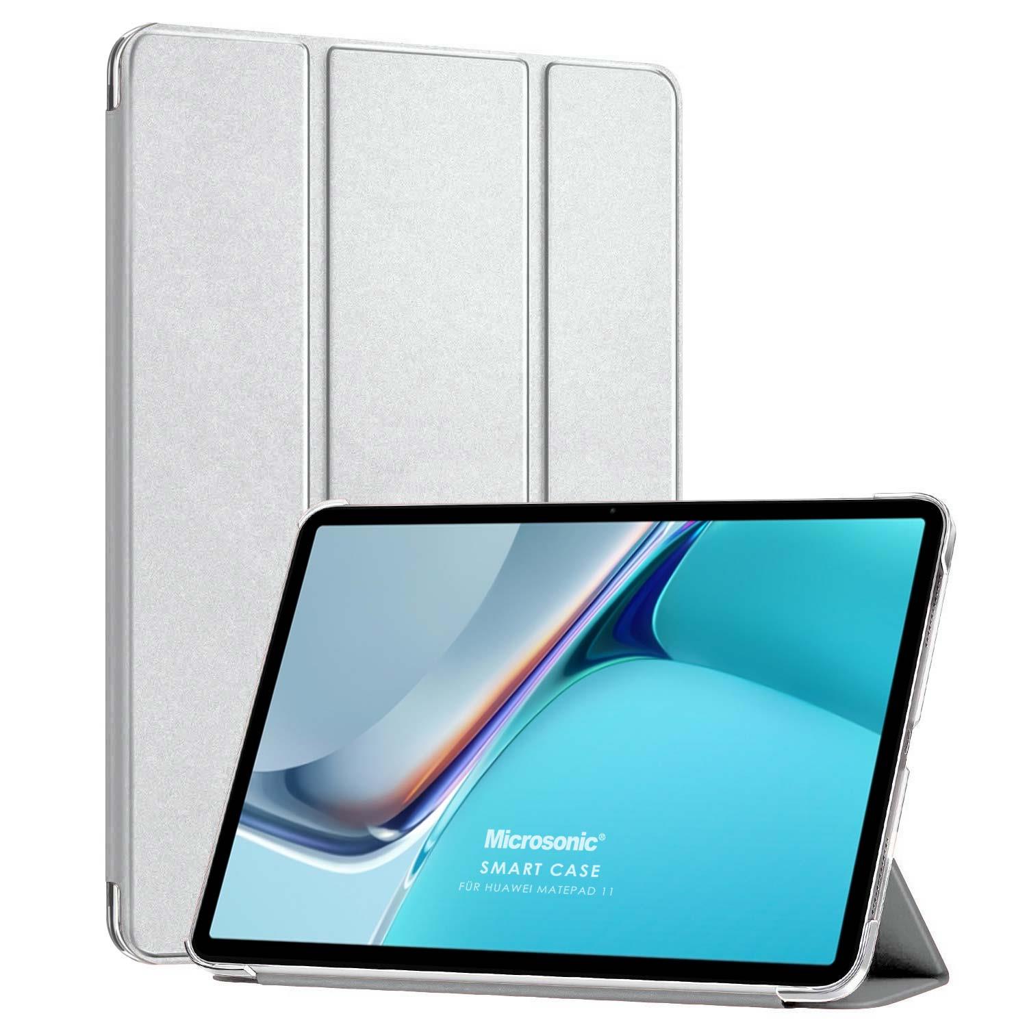 Microsonic Huawei MatePad 11 Kılıf Slim Translucent Back Smart Cover Gümüş