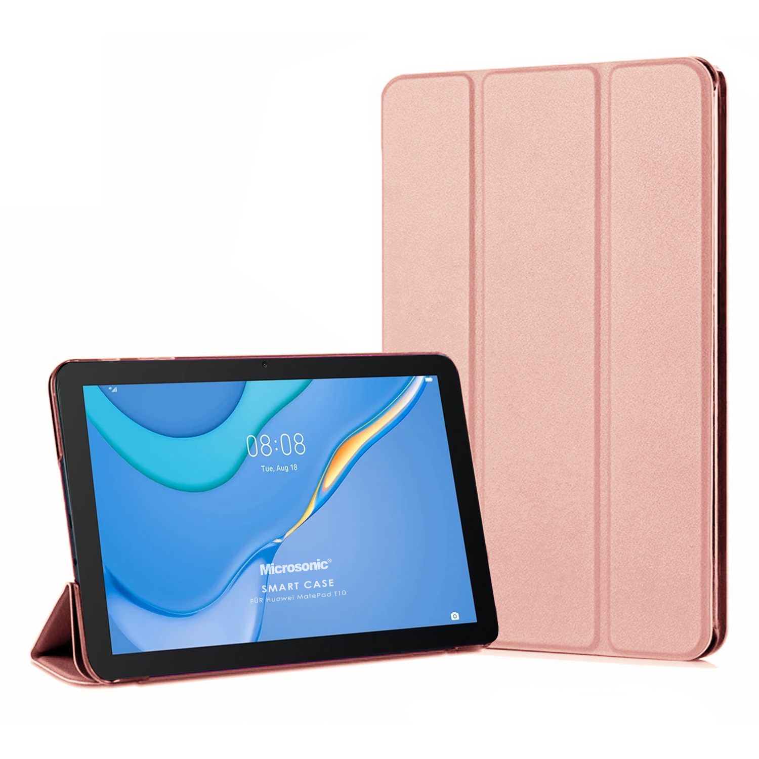 Microsonic Huawei MatePad T10 Kılıf Slim Translucent Back Smart Cover Rose Gold