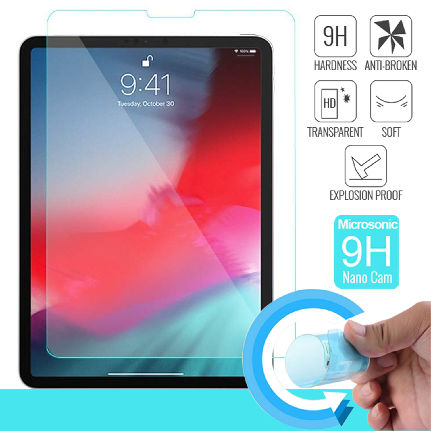Microsonic Apple iPad 11 2018 A1980-A2013-A1934-A1979 Nano Cam Ekran koruyucu