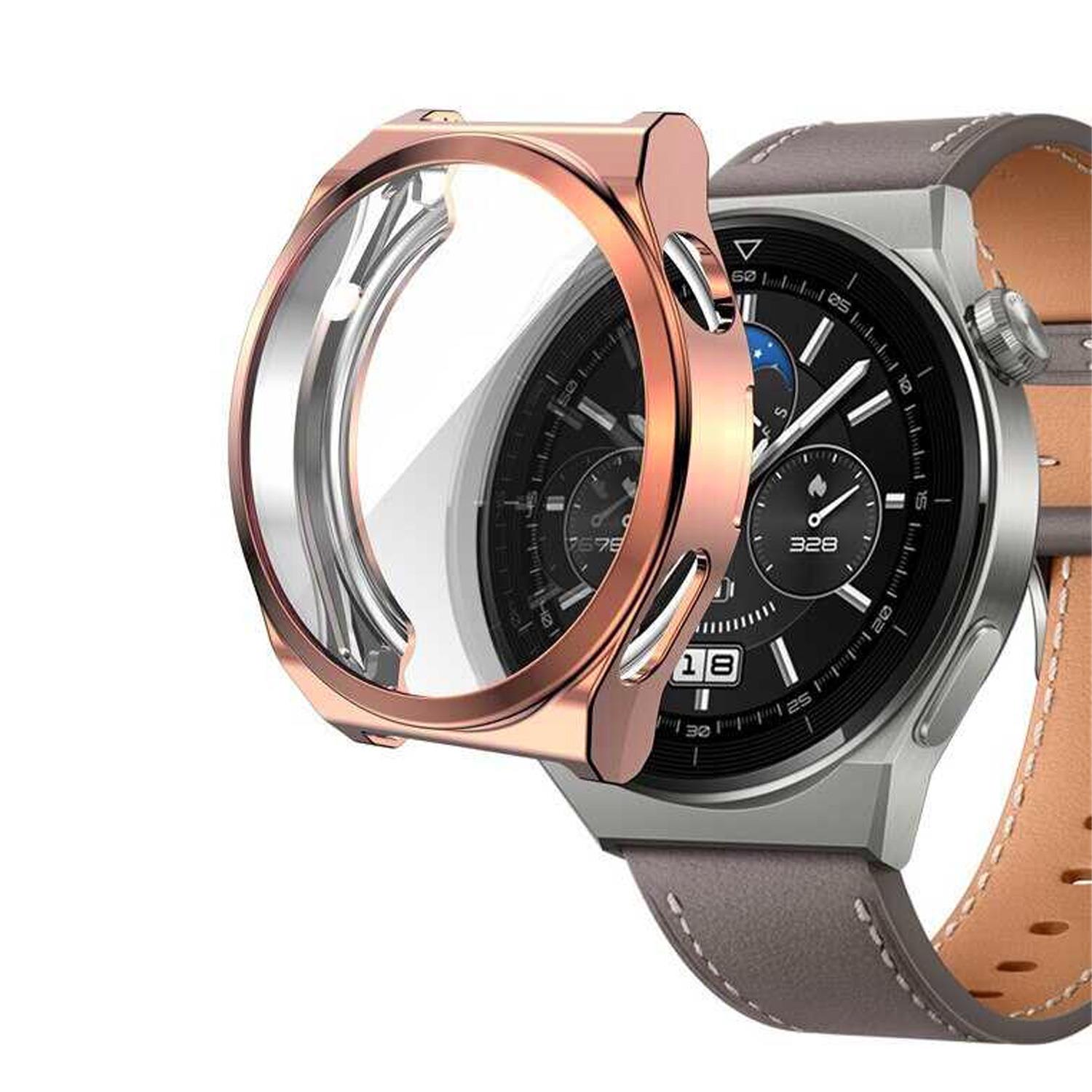 Microsonic Huawei Watch GT 3 Pro 46mm Titanyum Kılıf 360 Full Round Soft Silicone Rose Gold