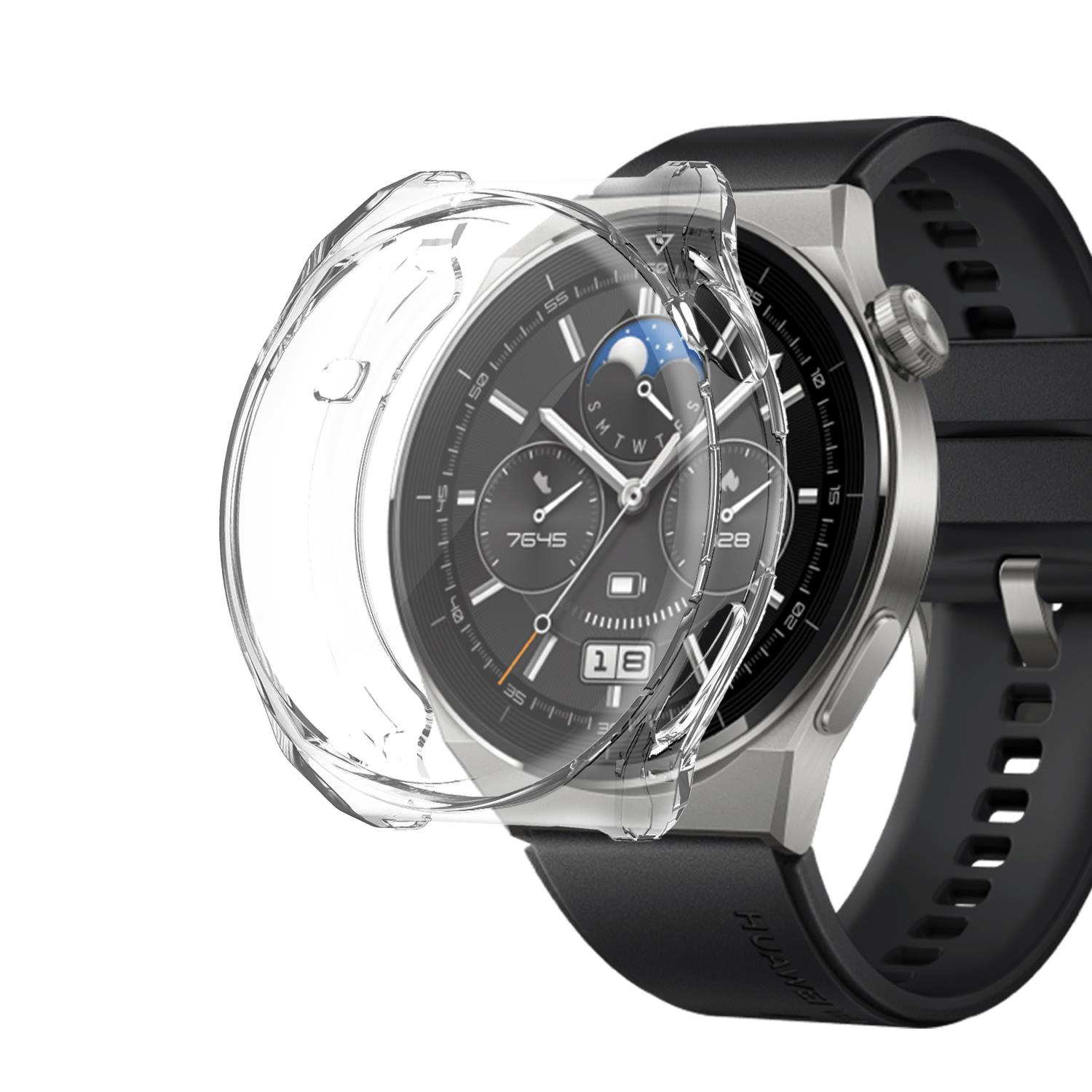 Microsonic Huawei Watch GT 3 Pro 46mm Titanyum Kılıf 360 Full Round Soft Silicone Şeffaf