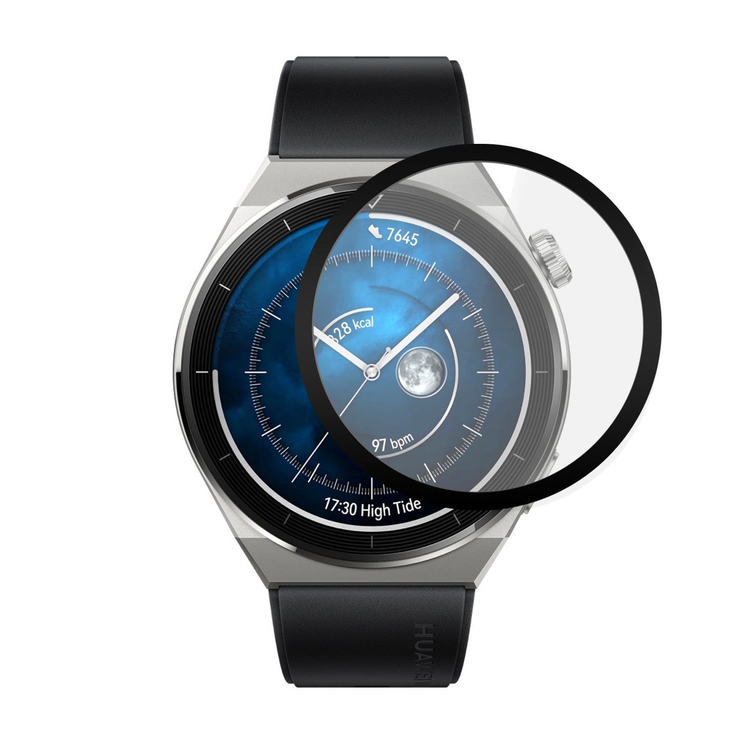 Microsonic Huawei Watch GT 3 Pro 46mm Titanyum Tam Kaplayan Temperli Cam Full Ekran Koruyucu Siyah