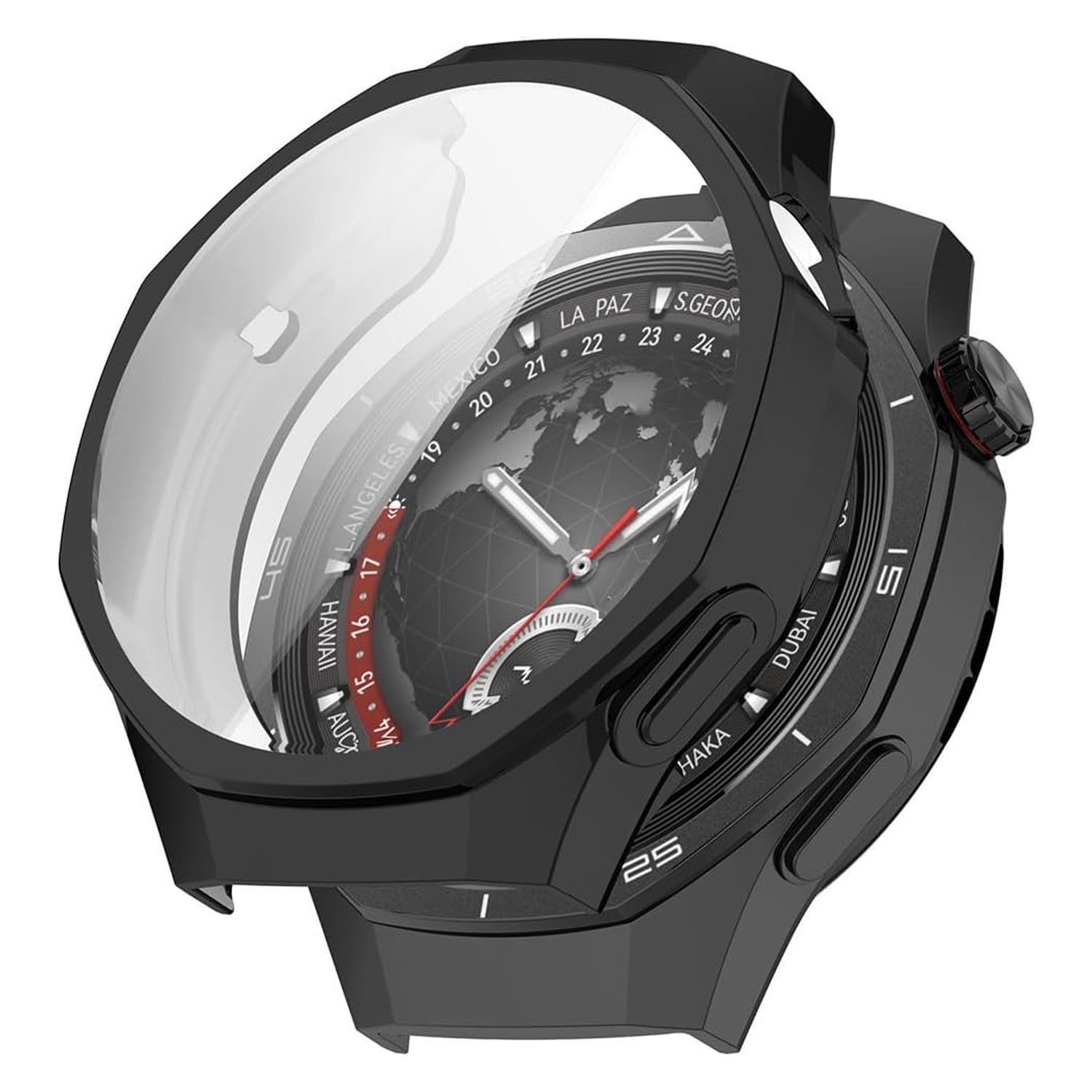 Microsonic Huawei Watch GT 6 Pro 46mm Kılıf Ekranı Tam Kaplayan 360 Full Round Soft Silicone Siyah