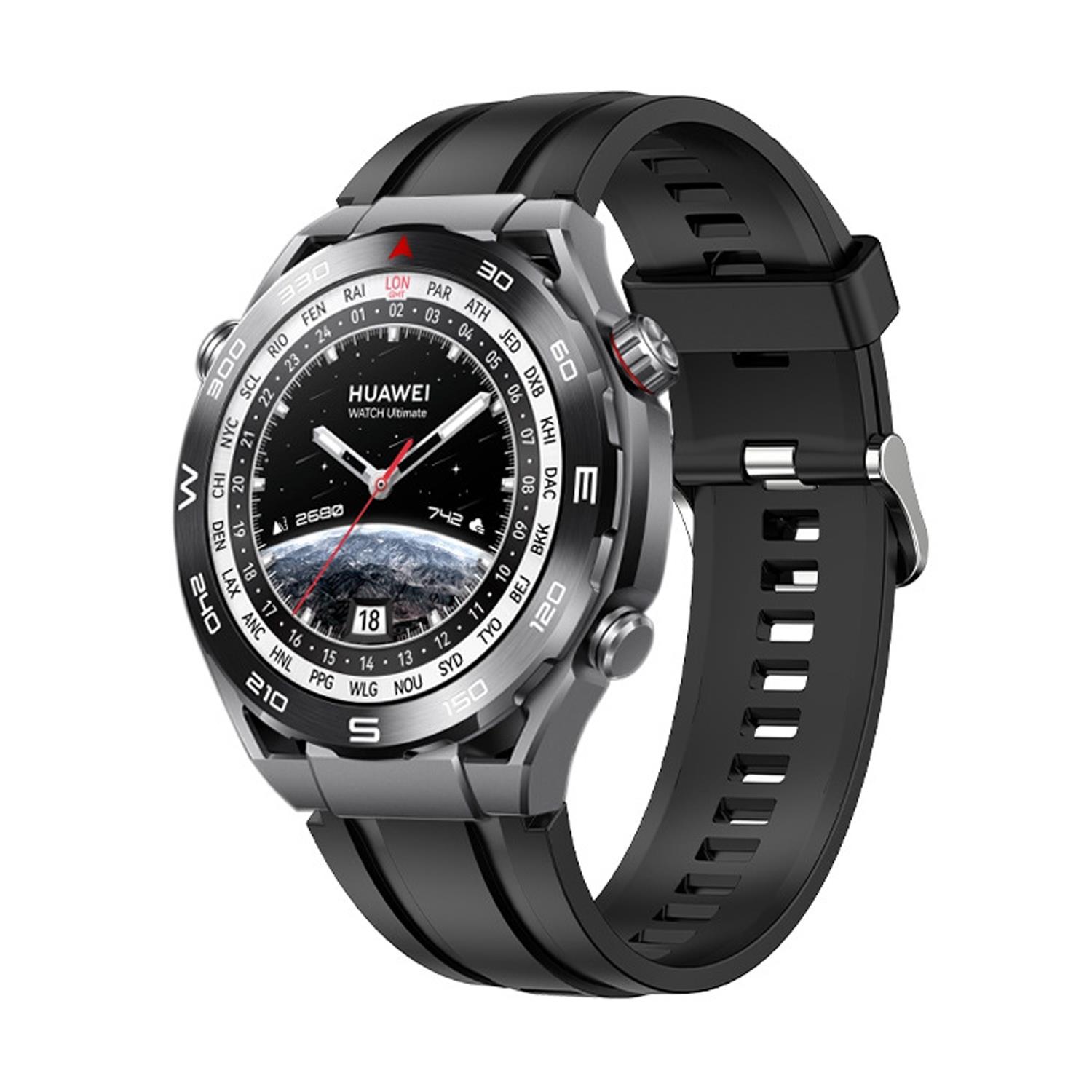 Microsonic Huawei Watch Ultimate Kordon Silicone Sport Band Siyah