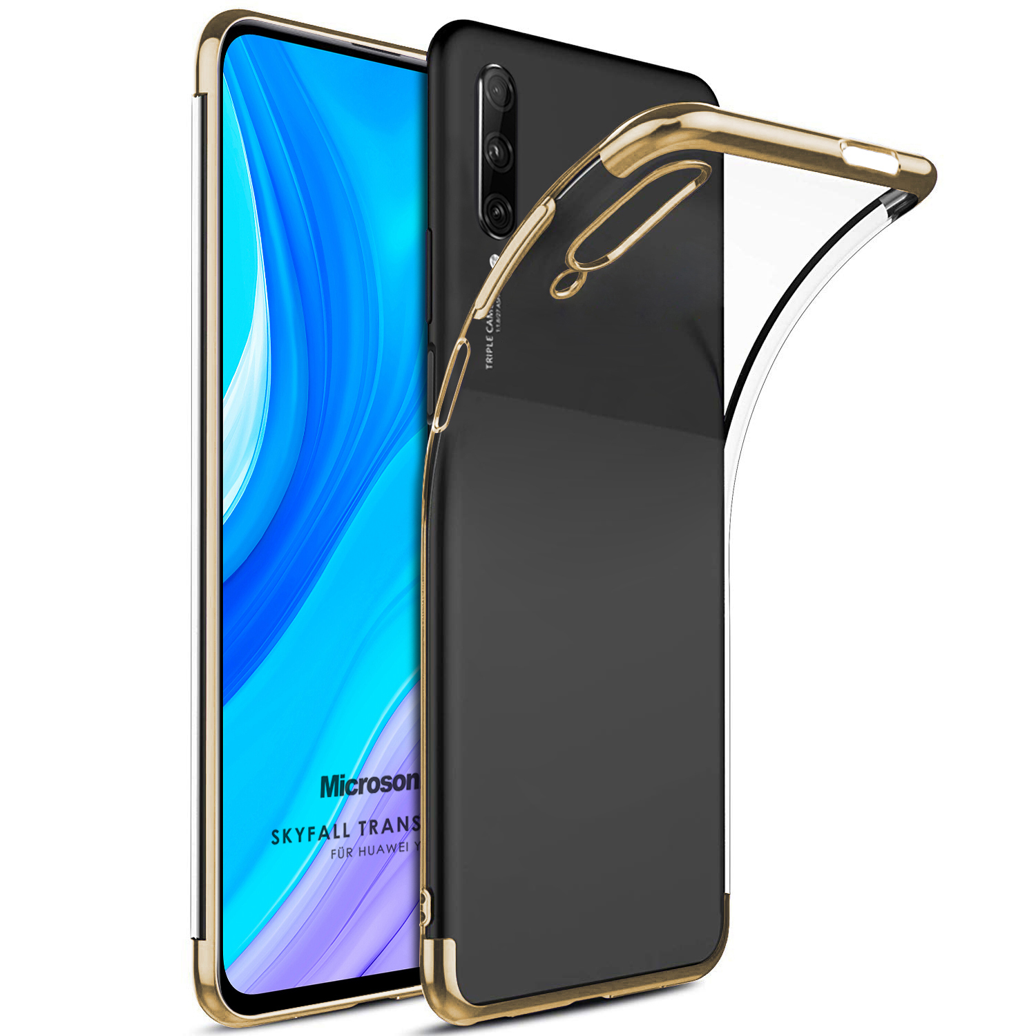 Microsonic Huawei Y9S Kılıf Skyfall Transparent Clear Gold