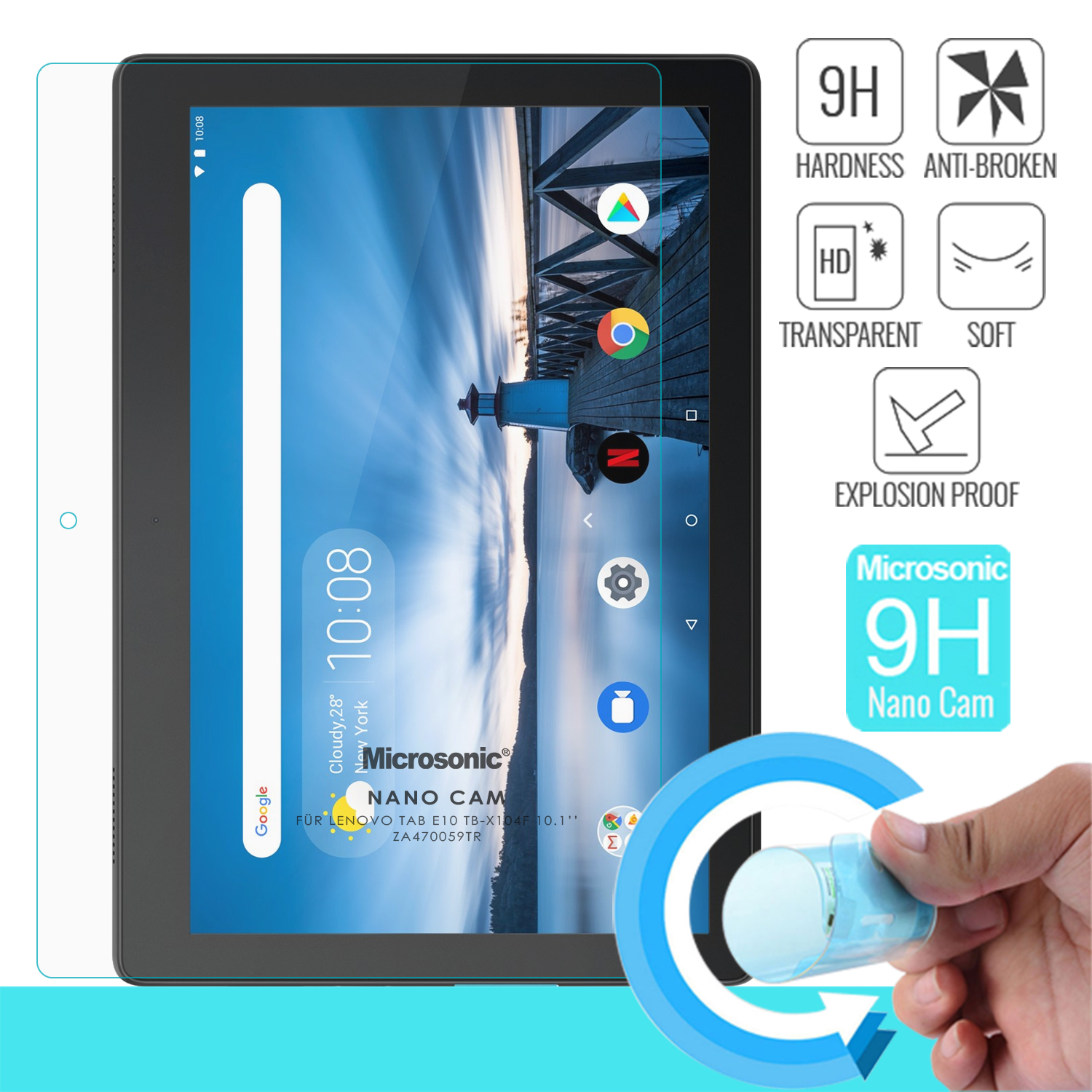 Microsonic Lenovo Tab E10 TB-X104F 10 1 ZA470059TR Nano Glass Screen Protector