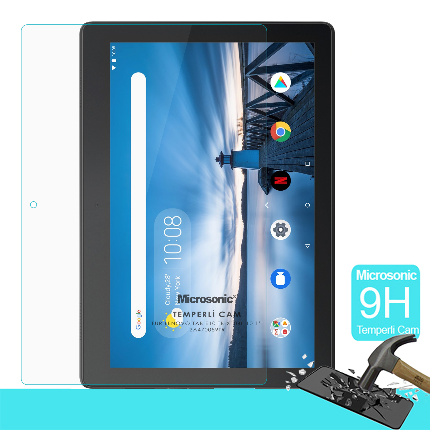 Microsonic Lenovo Tab E10 TB-X104F 10 1 ZA470059TR Tempered Glass Screen Protector