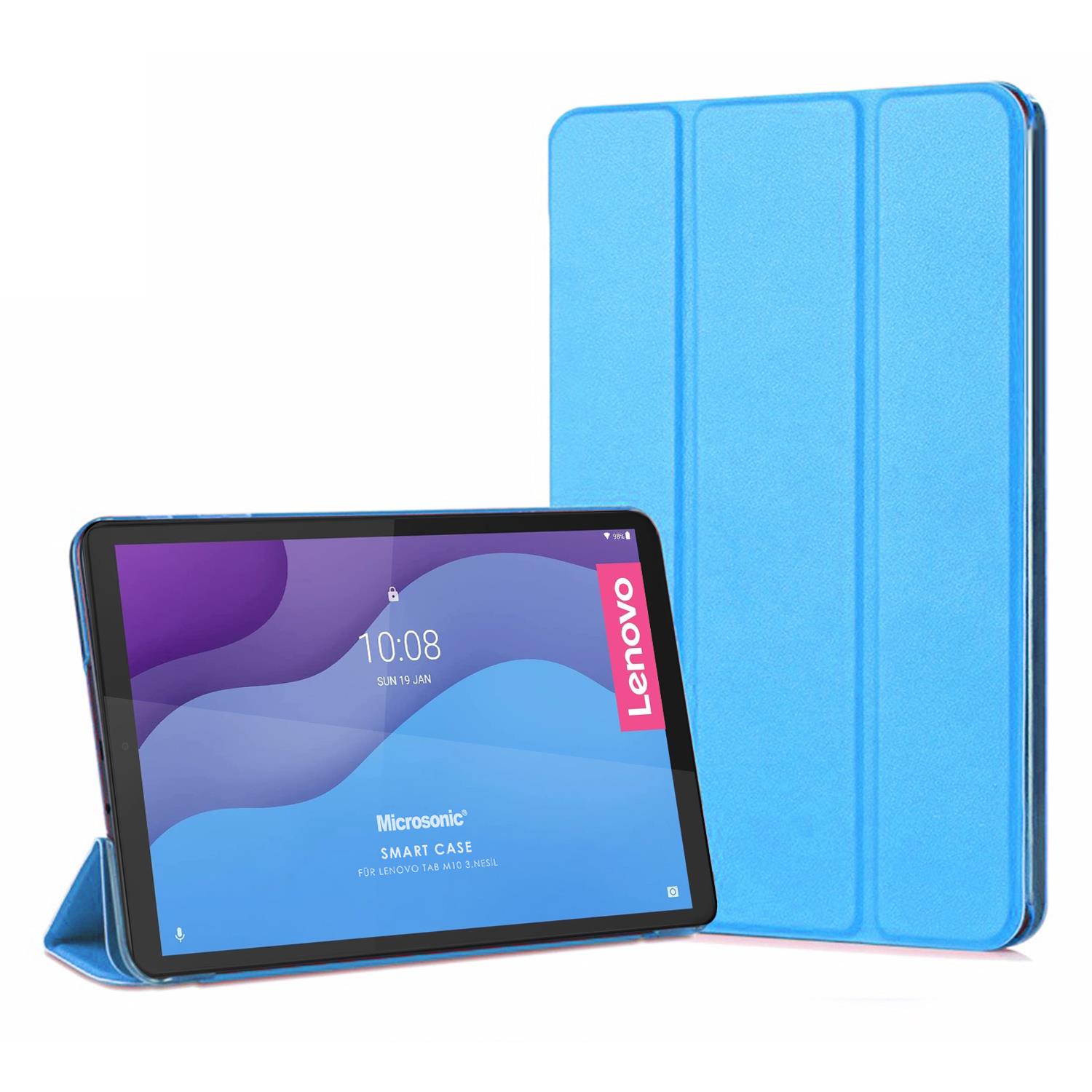 Microsonic Lenovo Tab M10 3 Nesil 10 1 Kılıf TB-328F Slim Translucent Back Smart Cover Mavi