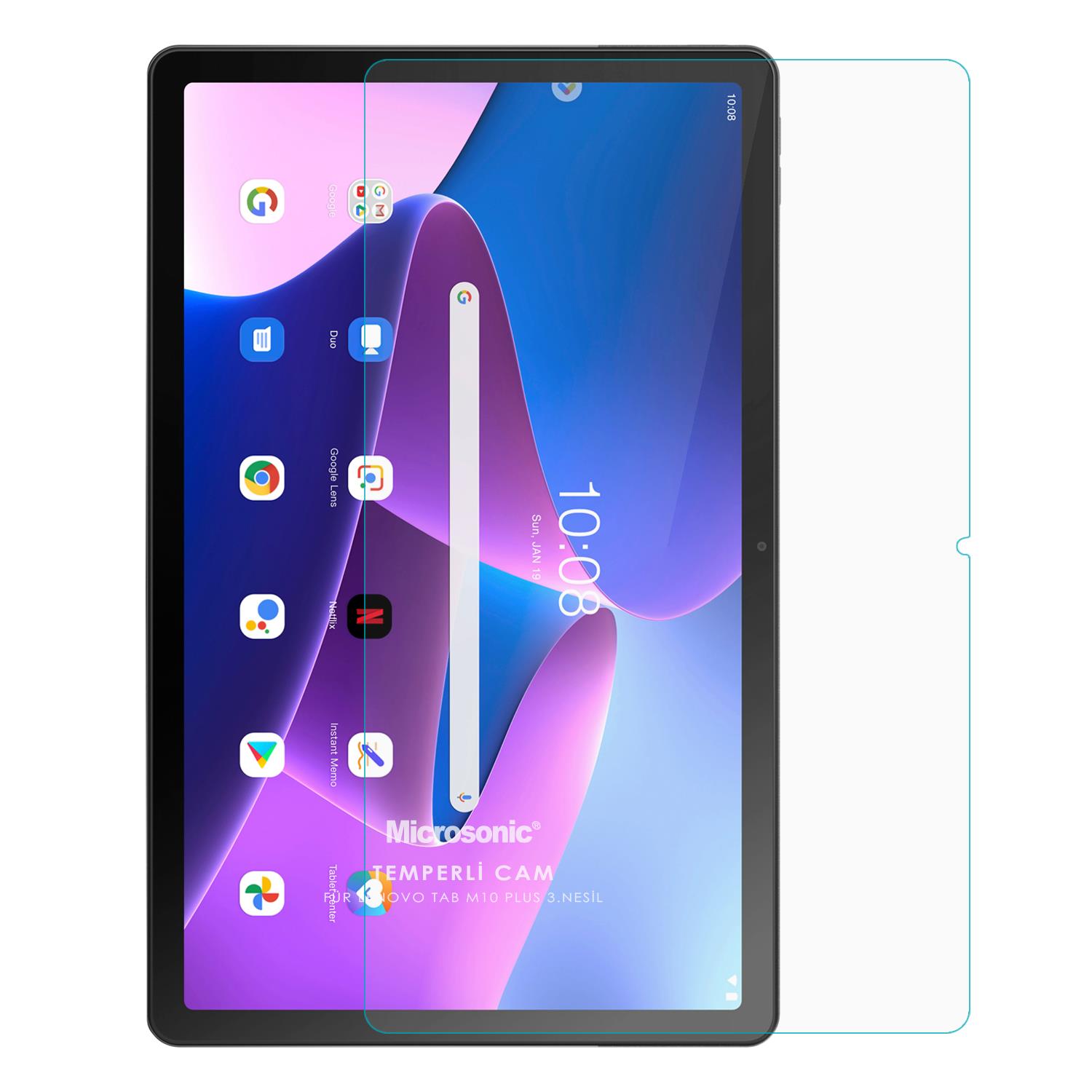 Microsonic Lenovo Tab M10 Plus 3 Nesil 10 6 TB-125F-TB-128F Tempered Glass Cam Ekran Koruyucu