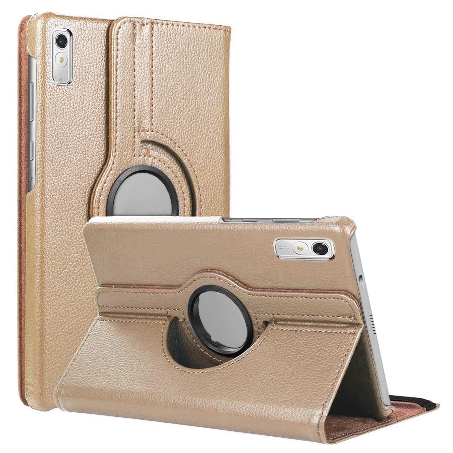 Microsonic Lenovo Tab P11 Pro 2 Nesil Kılıf ZAB50094TR 360 Rotating Stand Deri Gold