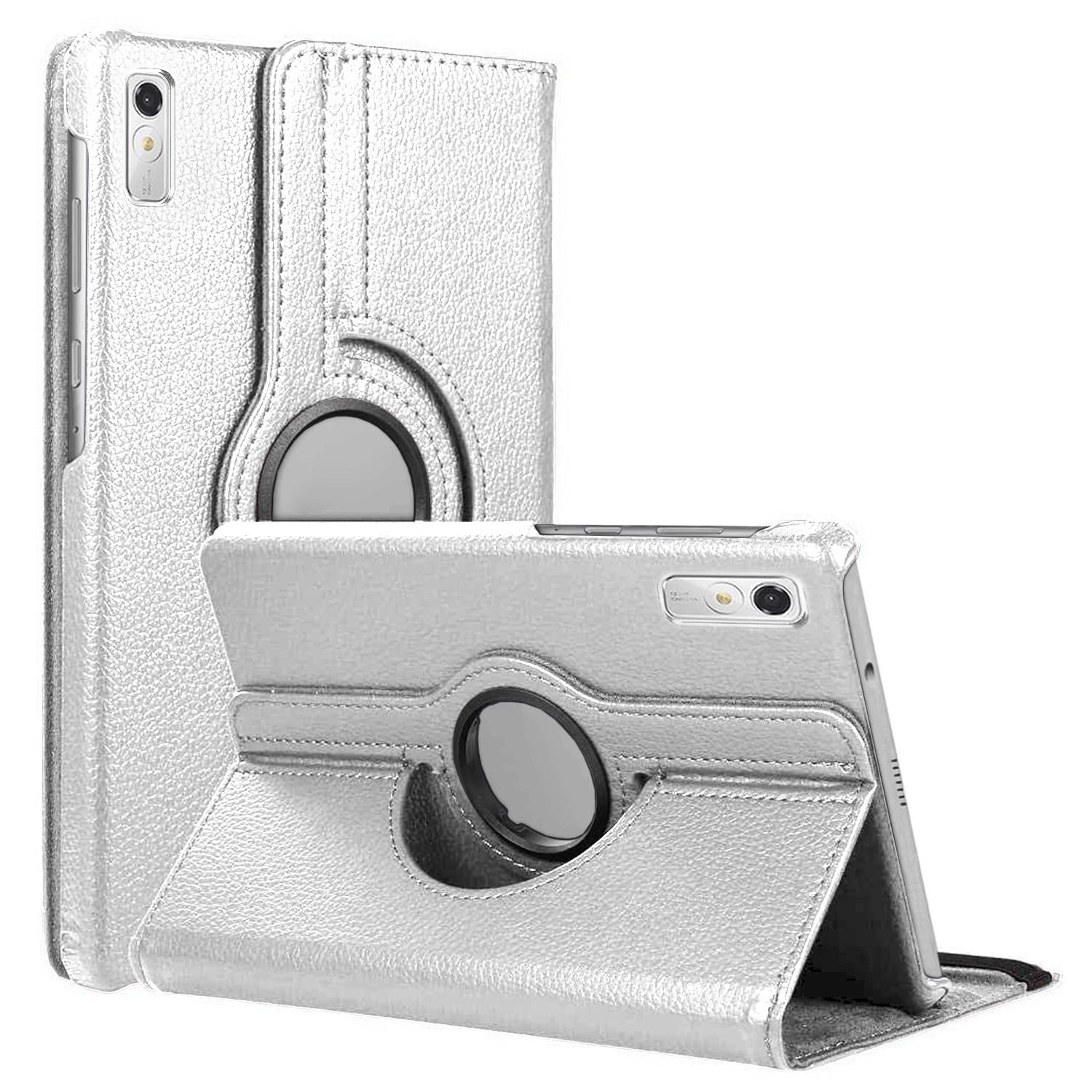 Microsonic Lenovo Tab P11 Pro 2 Nesil Kılıf ZAB50094TR 360 Rotating Stand Deri Gümüş