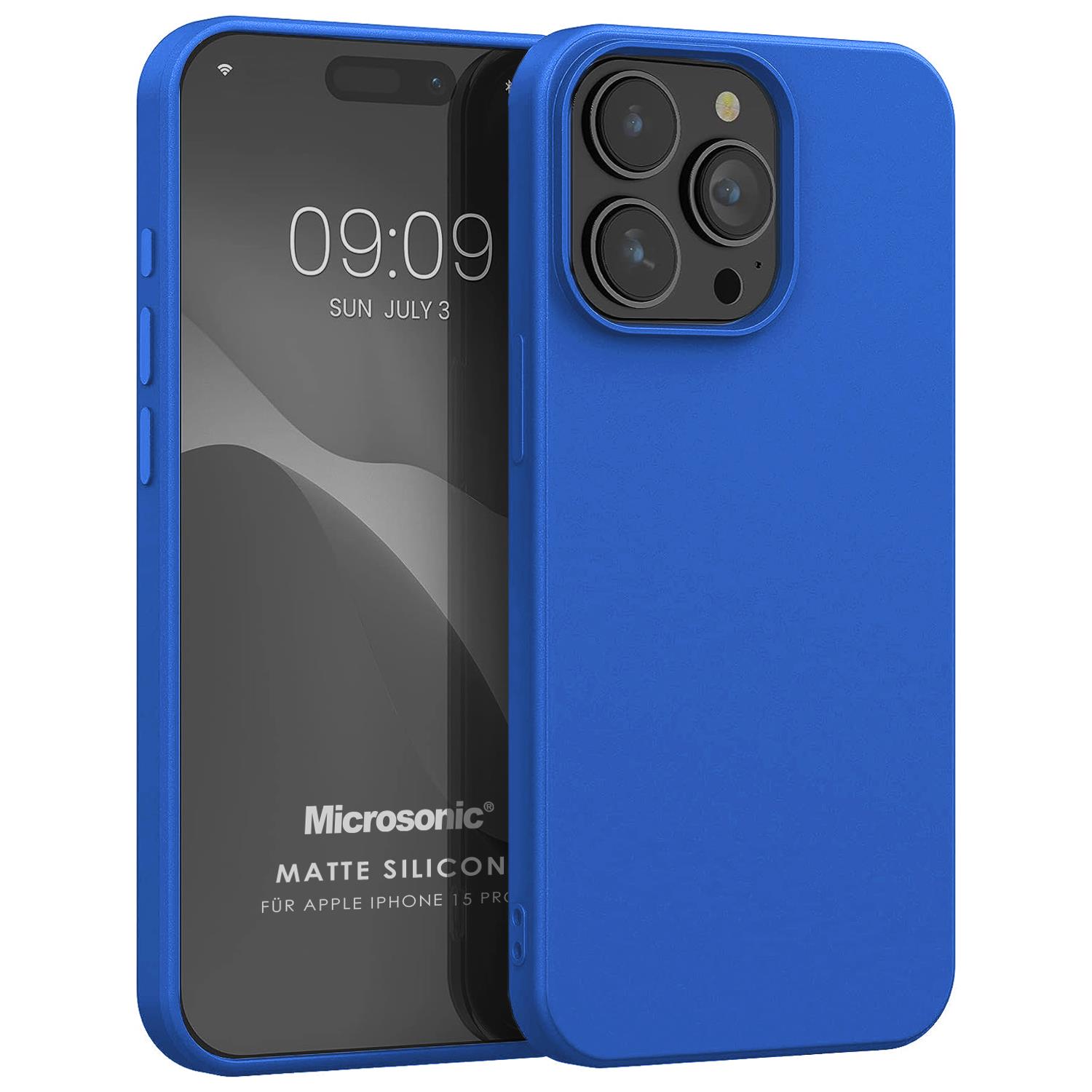 Microsonic Matte Silicone Apple iPhone 15 Pro Kılıf Mavi