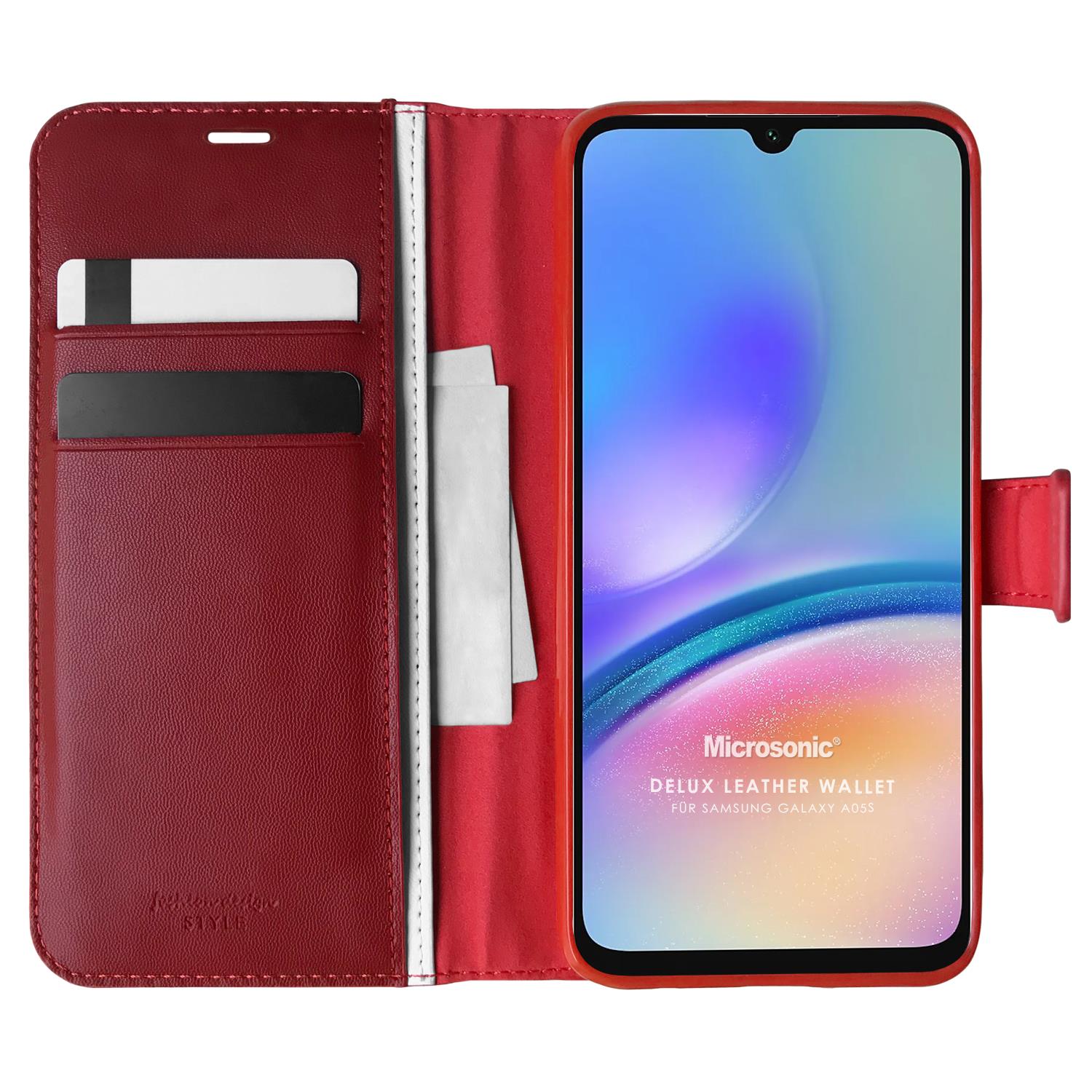 Microsonic Samsung Galaxy A05s Kılıf Delux Leather Wallet Kırmızı