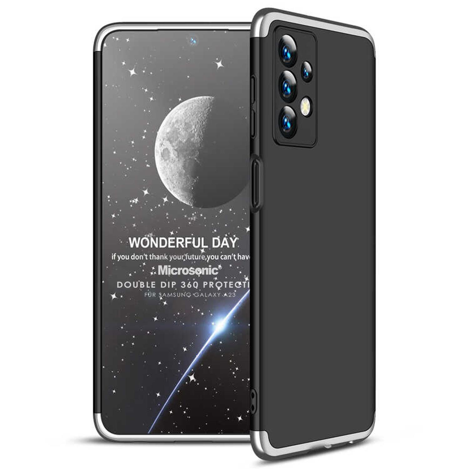 Microsonic Samsung Galaxy A23 Kılıf Double Dip 360 Protective Siyah Gri