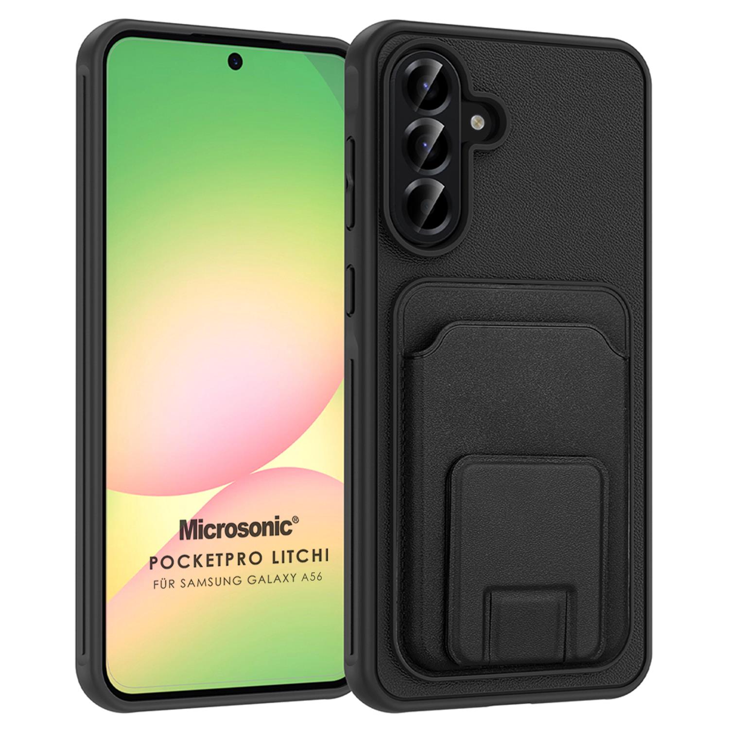 Microsonic Samsung Galaxy A56 Kılıf PocketPro Litchi Siyah