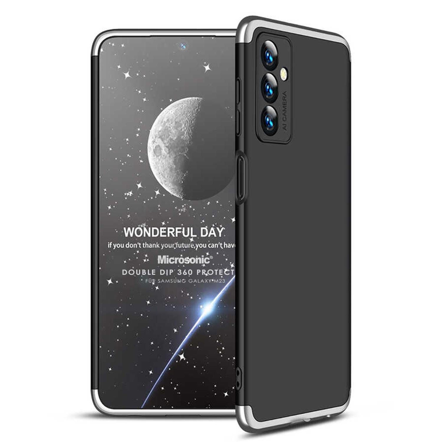Microsonic Samsung Galaxy M23 Kılıf Double Dip 360 Protective Siyah Gri