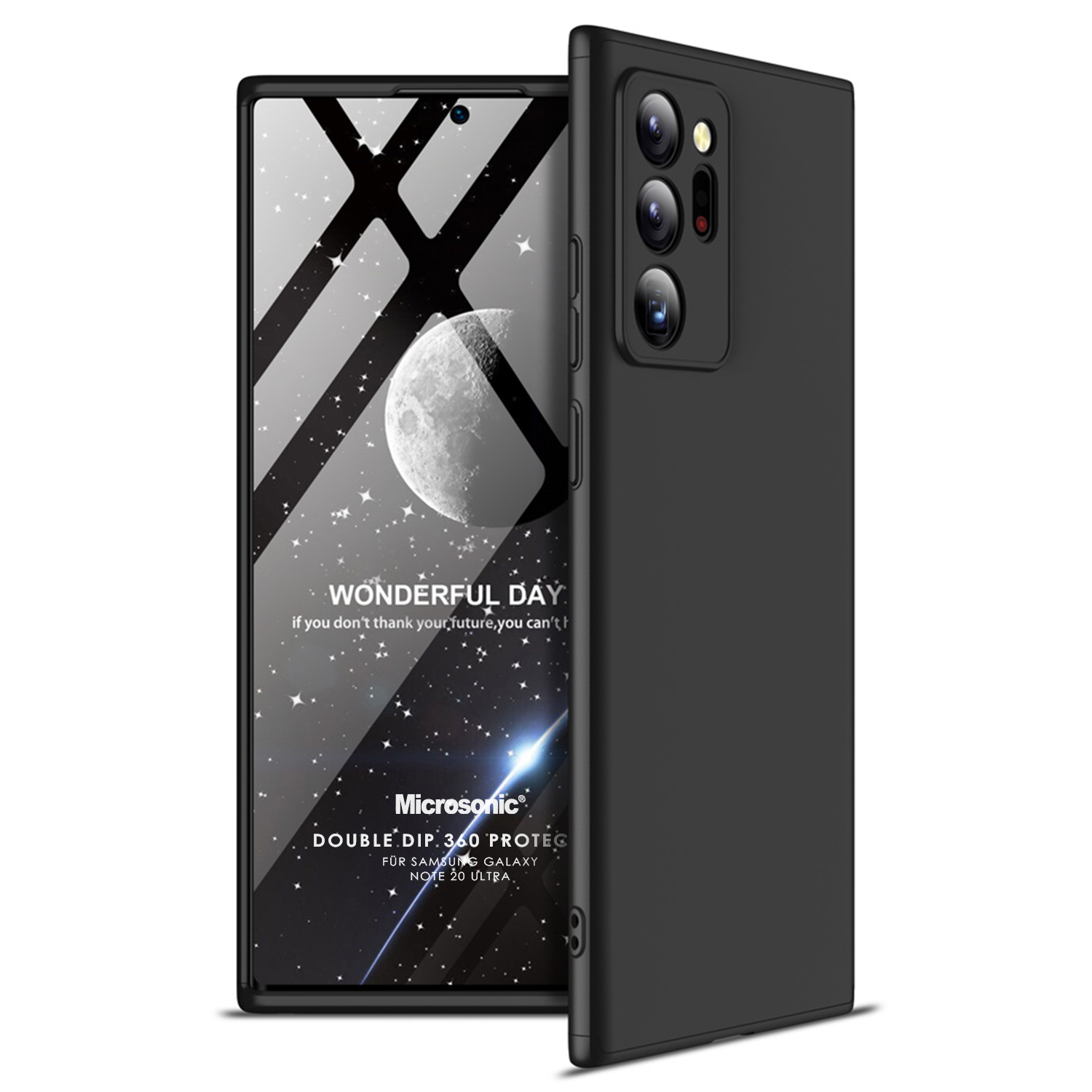 Microsonic Samsung Galaxy Note 20 Ultra Kılıf Double Dip 360 Protective Siyah
