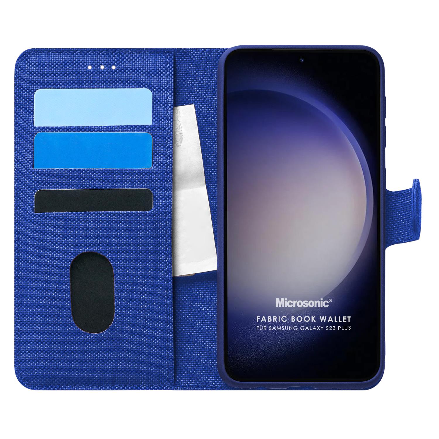 Microsonic Samsung Galaxy S23 Plus Kılıf Fabric Book Wallet Lacivert