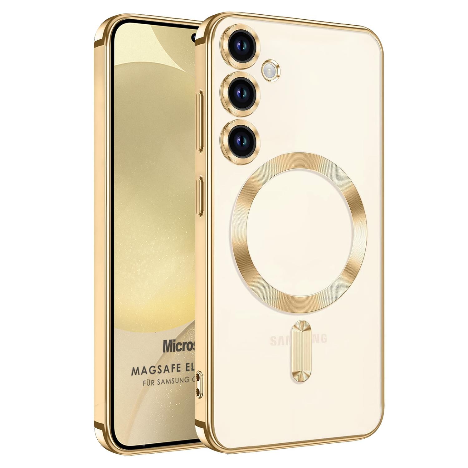 Microsonic Samsung Galaxy S24 Plus Kılıf MagSafe Luxury Electroplate Gold