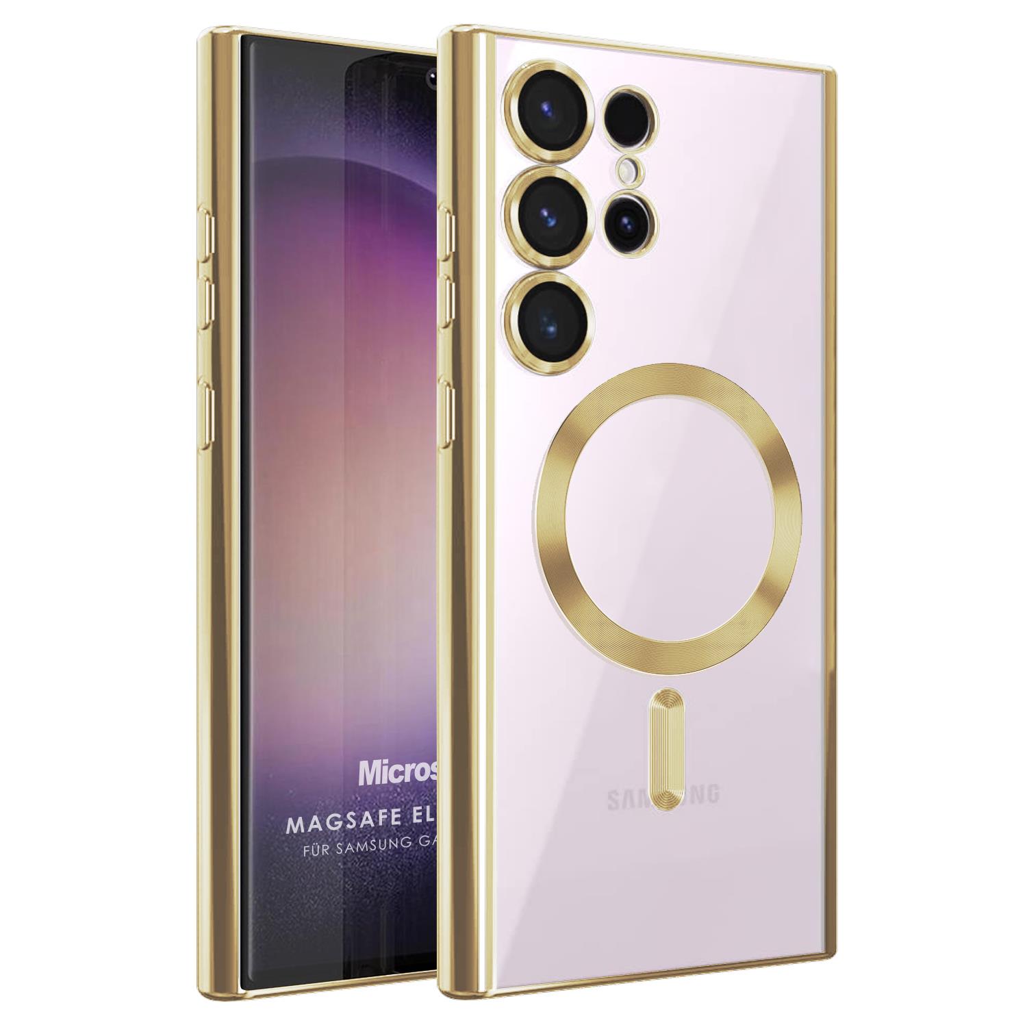 Microsonic Samsung Galaxy S24 Ultra Kılıf MagSafe Luxury Electroplate Gold