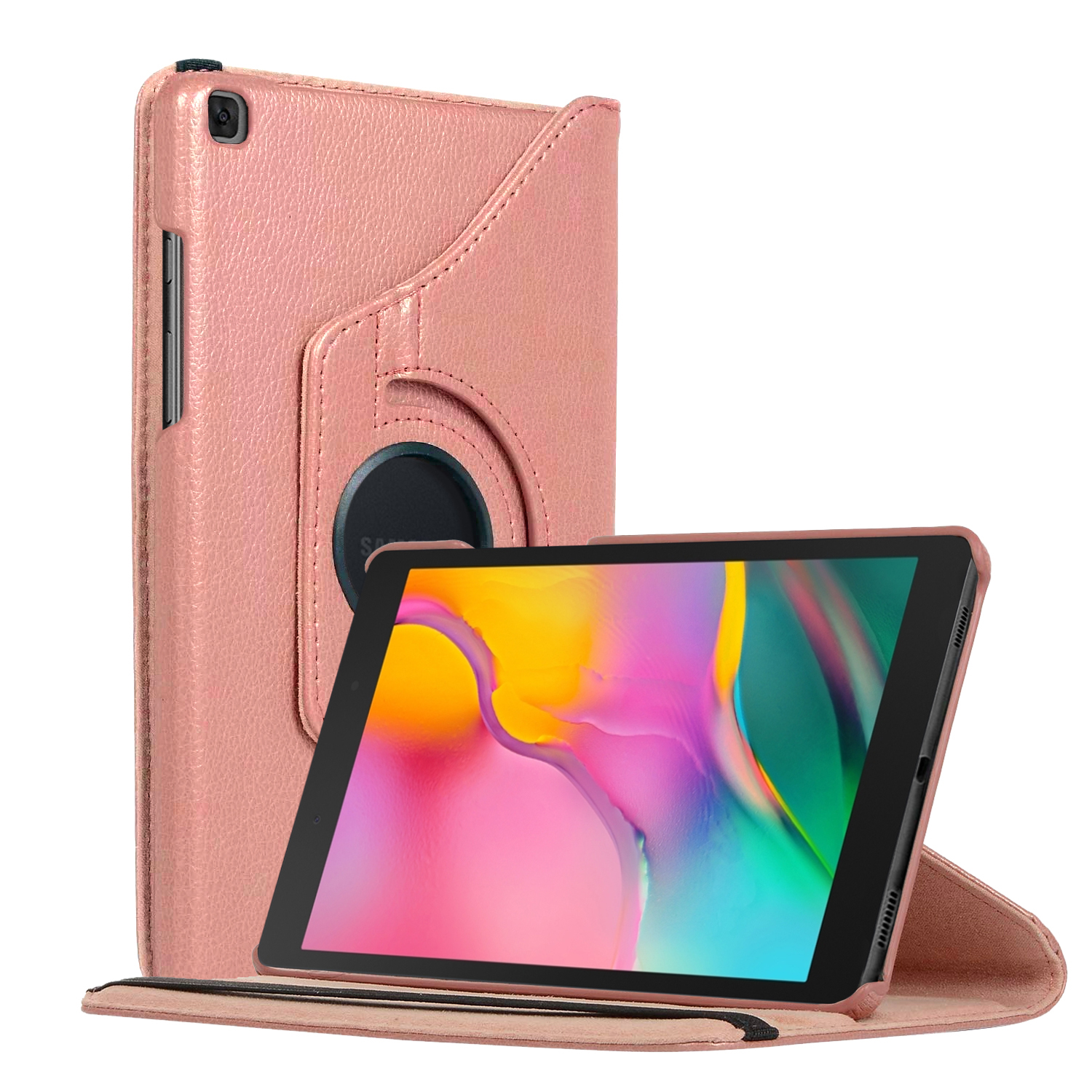Microsonic Samsung Galaxy Tab A 8 2019 T290 Kılıf 360 Rotating Stand Deri Rose Gold