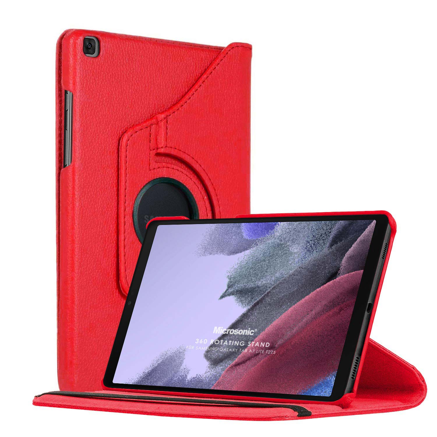 Microsonic Samsung Galaxy Tab A7 Lite T225 Kılıf 360 Rotating Stand Deri Kırmızı