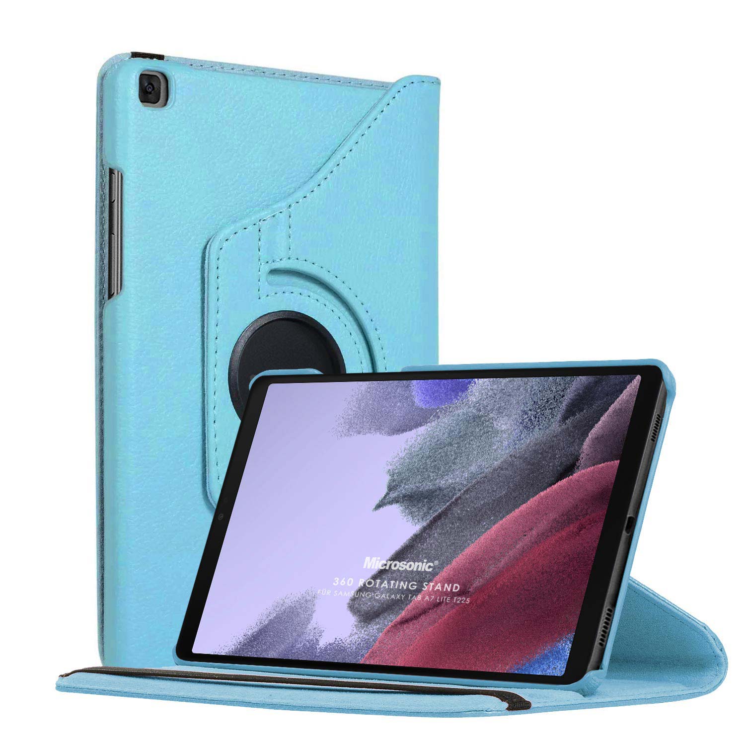 Microsonic Samsung Galaxy Tab A7 Lite T225 Kılıf 360 Rotating Stand Deri Mavi