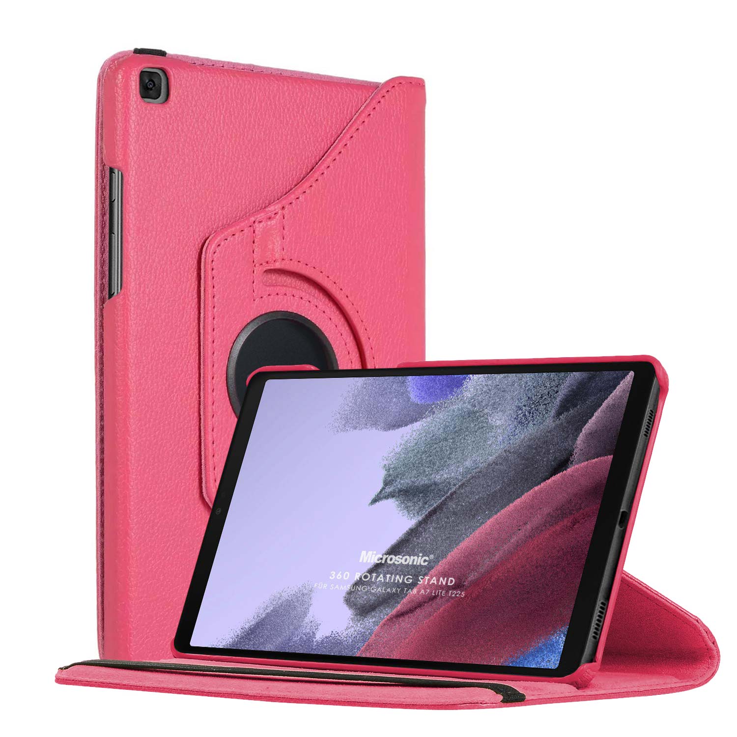 Microsonic Samsung Galaxy Tab A7 Lite T225 Kılıf 360 Rotating Stand Deri Pembe