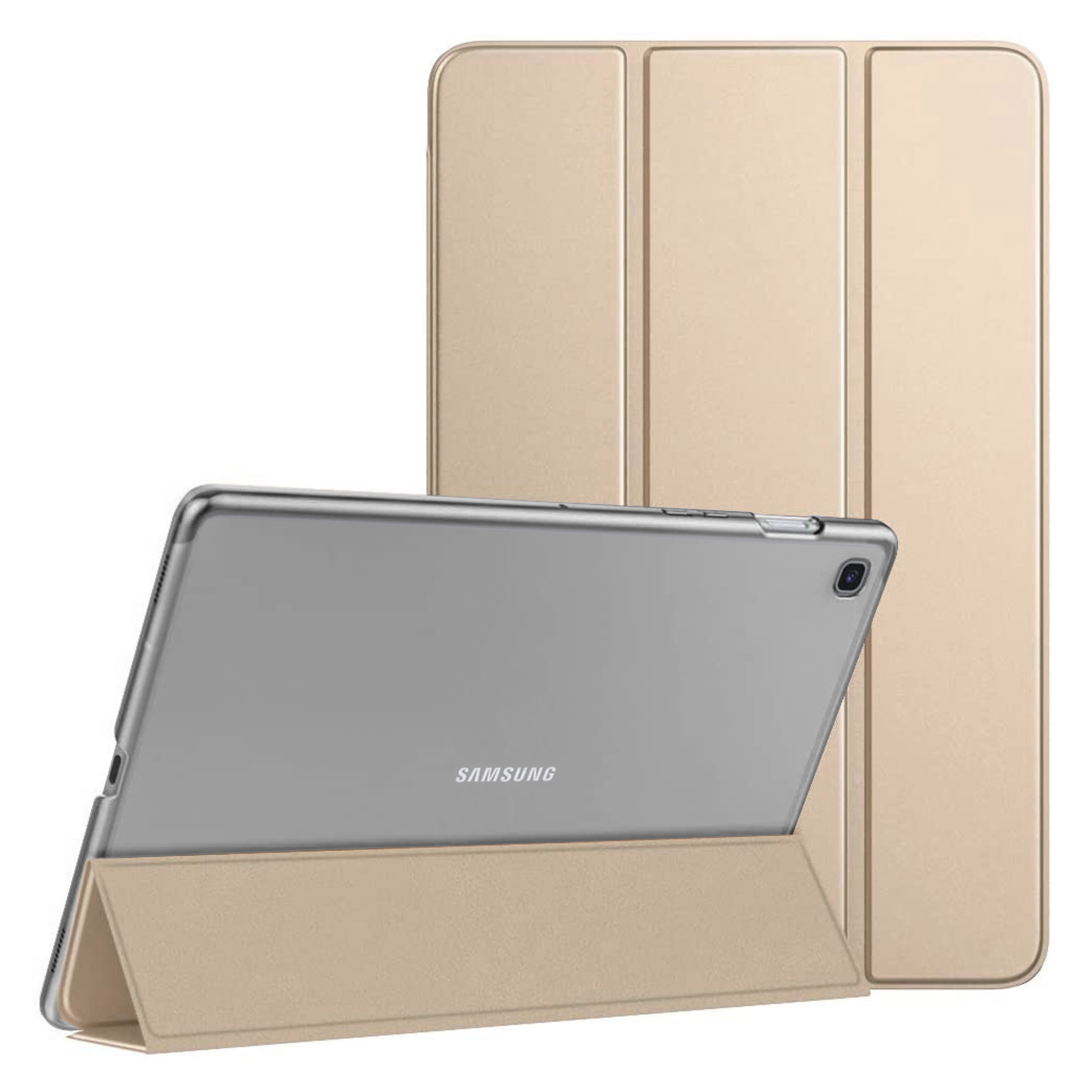 Microsonic Samsung Galaxy Tab A7 T500 Kılıf Slim Translucent Back Smart Cover Gold