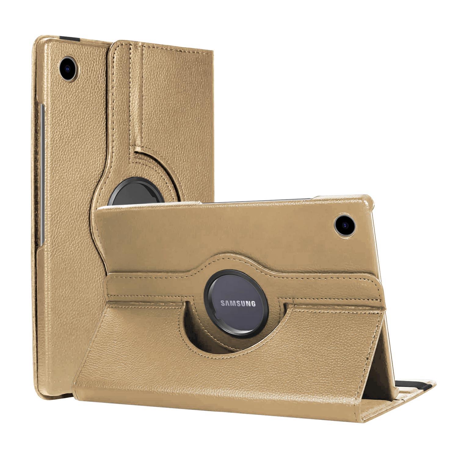 Microsonic Samsung Galaxy Tab A8 X200 Kılıf 360 Rotating Stand Deri Gold