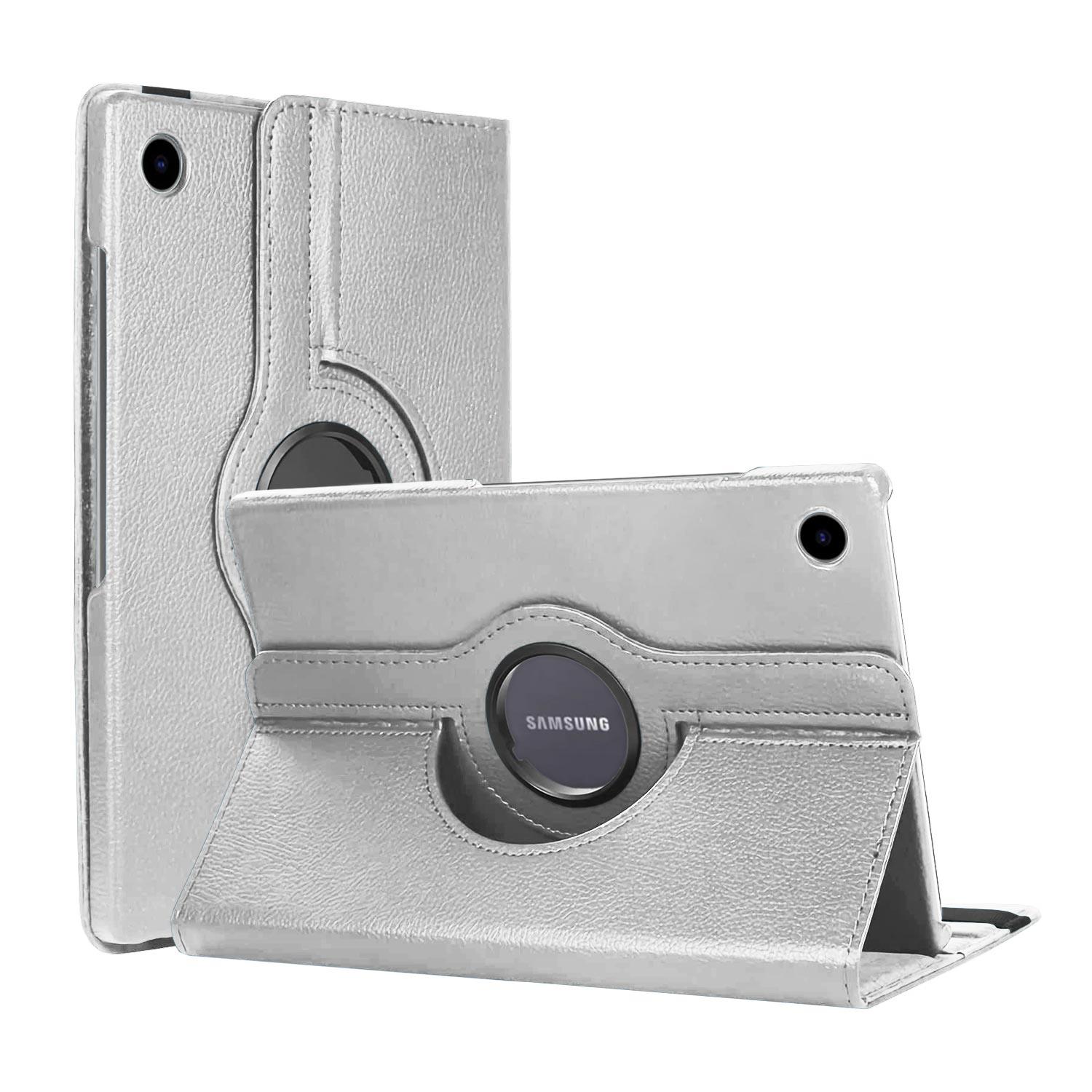 Microsonic Samsung Galaxy Tab A8 X200 Kılıf 360 Rotating Stand Deri Gümüş