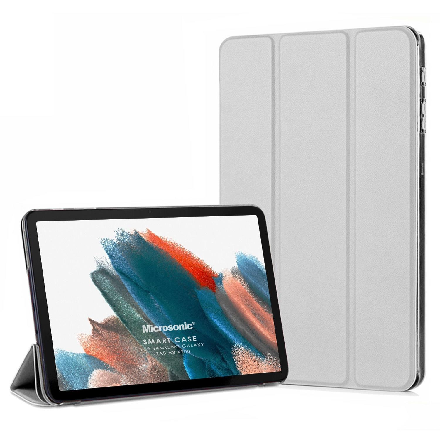 Microsonic Samsung Galaxy Tab A8 X200 Kılıf Slim Translucent Back Smart Cover Gümüş
