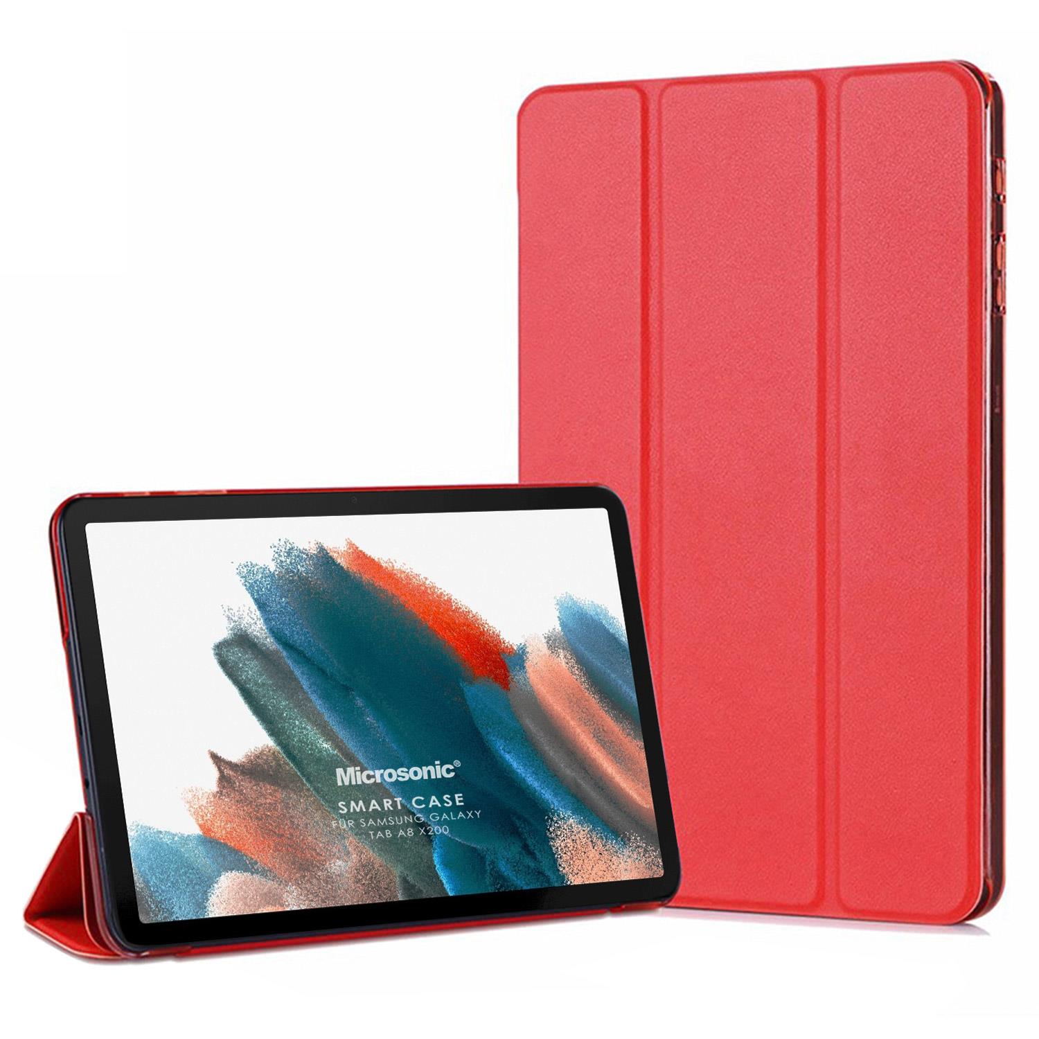 Microsonic Samsung Galaxy Tab A8 X200 Kılıf Slim Translucent Back Smart Cover Kırmızı