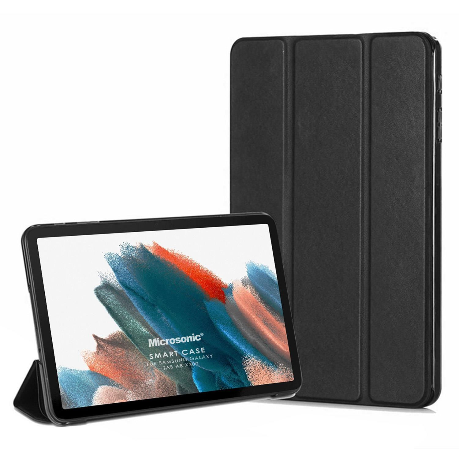 Microsonic Samsung Galaxy Tab A8 X200 Kılıf Slim Translucent Back Smart Cover Siyah