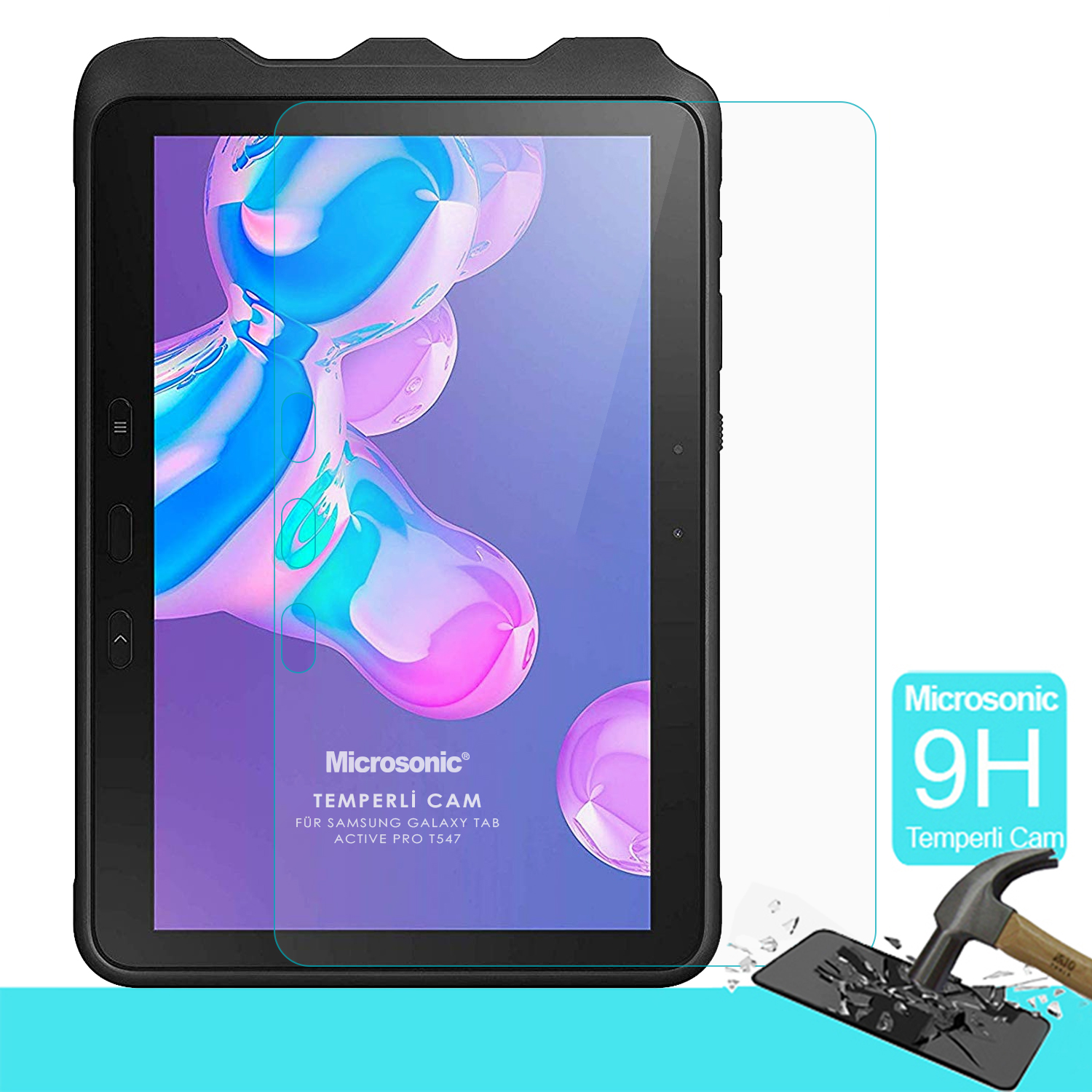 Microsonic Samsung Galaxy Tab Active Pro T547 Tempered Glass Cam Ekran Koruyucu