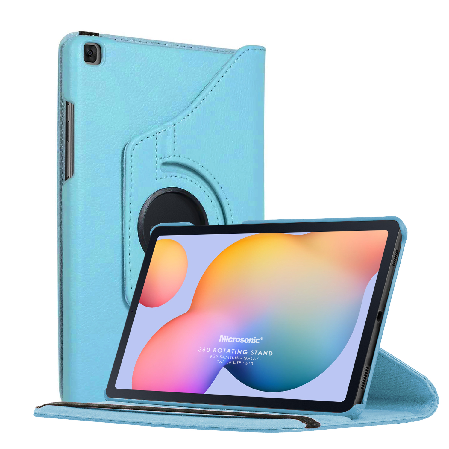 Microsonic Samsung Galaxy Tab S6 Lite 10 4 P610 Kılıf 360 Rotating Stand Deri Mavi