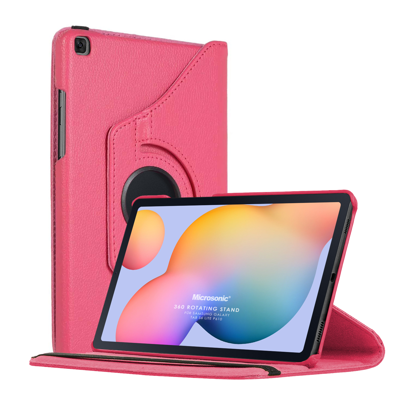 Microsonic Samsung Galaxy Tab S6 Lite 10 4 P610 Kılıf 360 Rotating Stand Deri Pembe